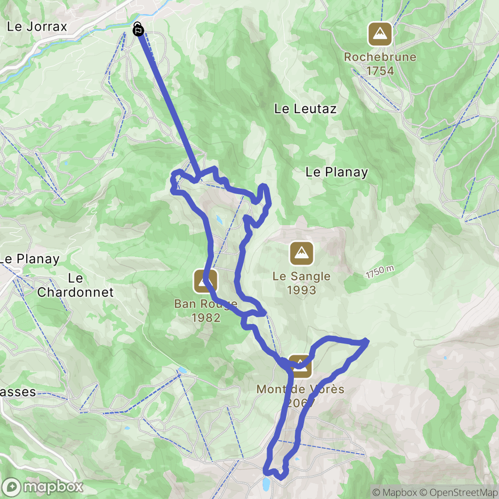 Praz-sur-Arly : carte du parcours de randonnée - France