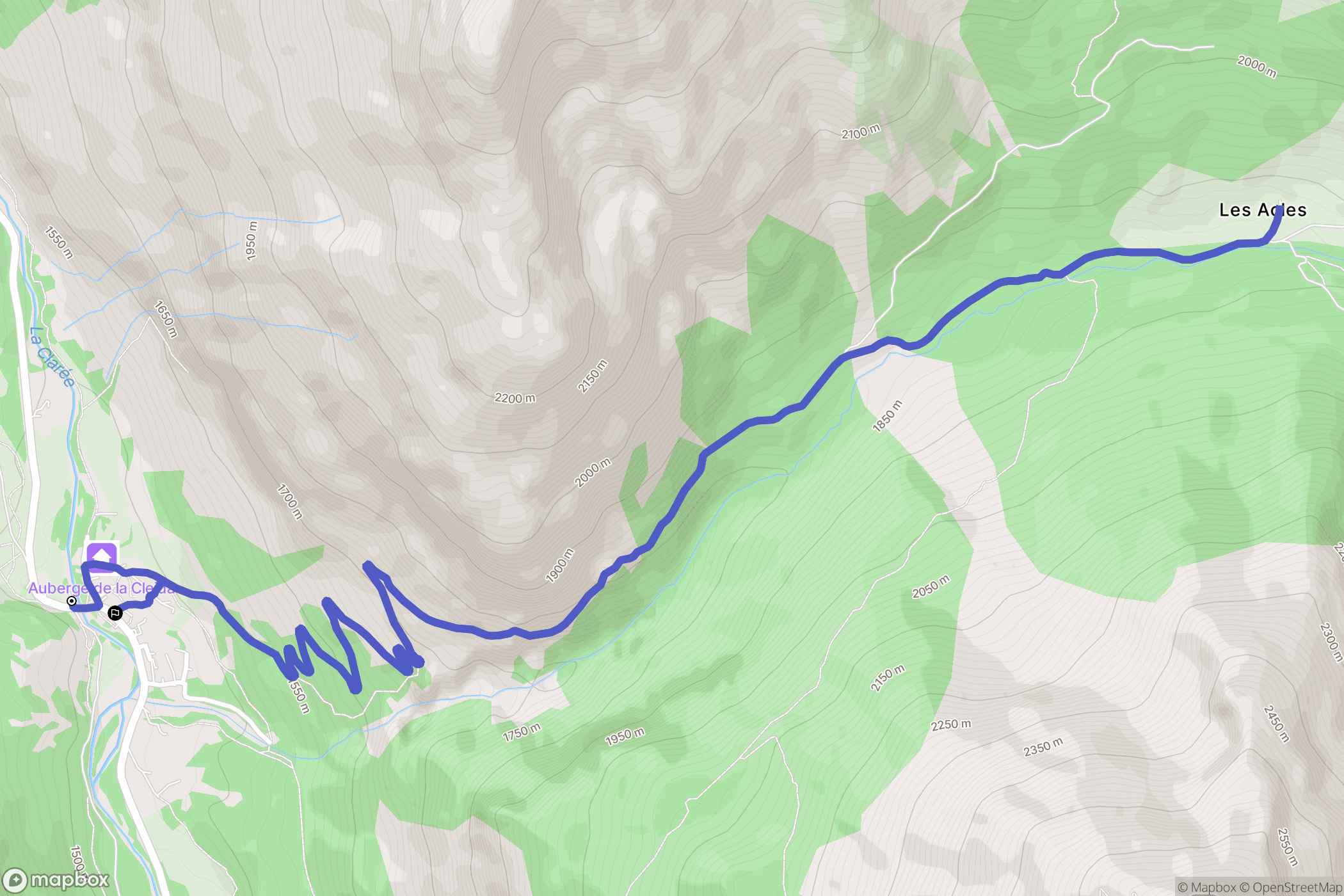 Névache : carte du parcours de randonnée - France