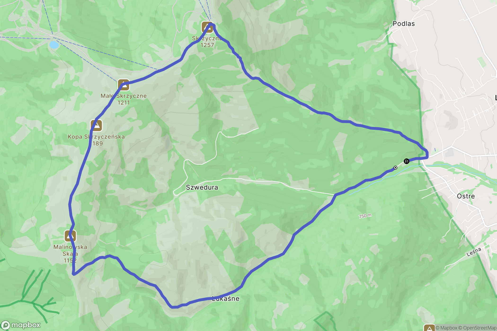 Lipowa: mapa trasy - Poland