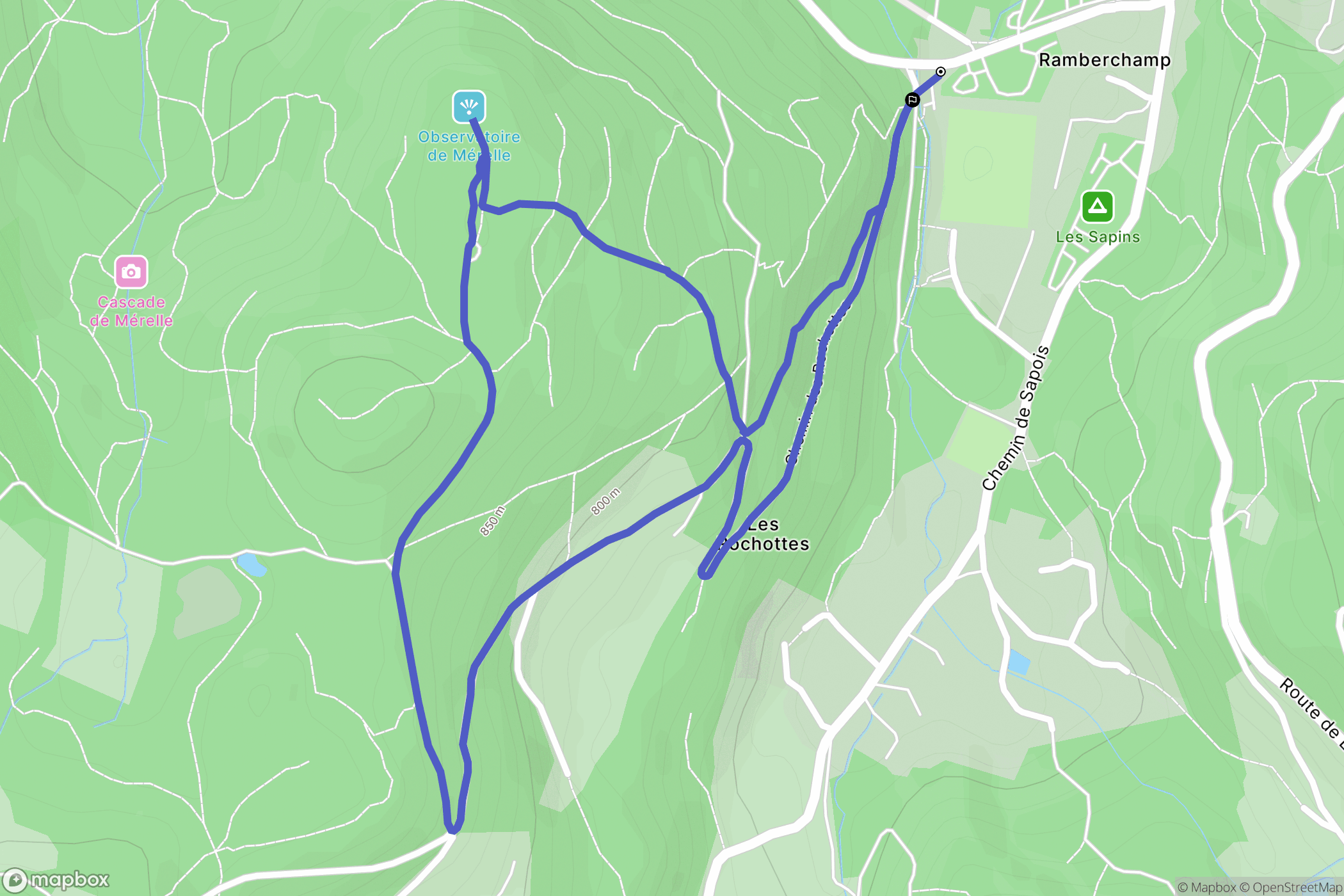 Gérardmer : carte du parcours de randonnée - France