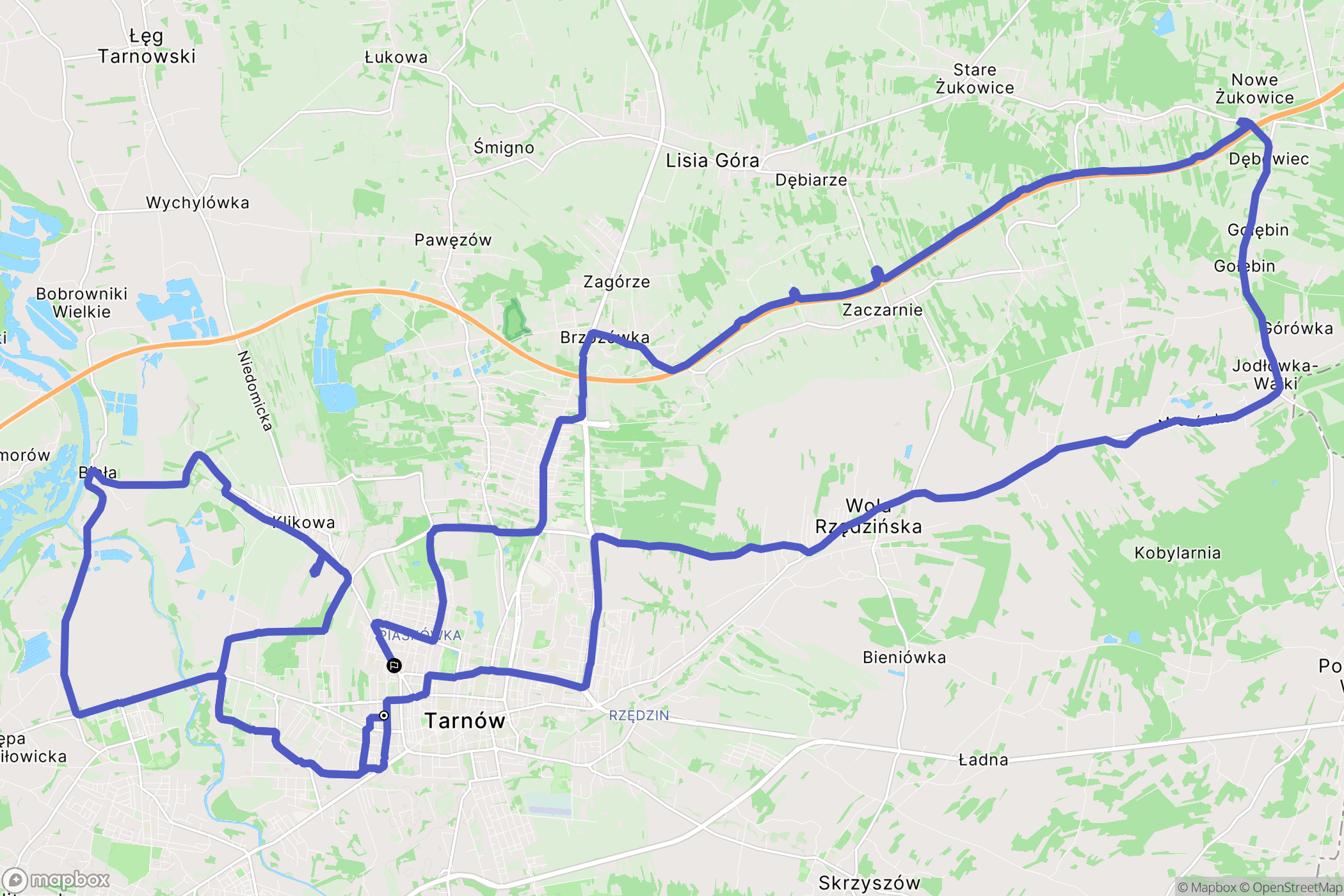 Tarnów: mapa trasy - Poland
