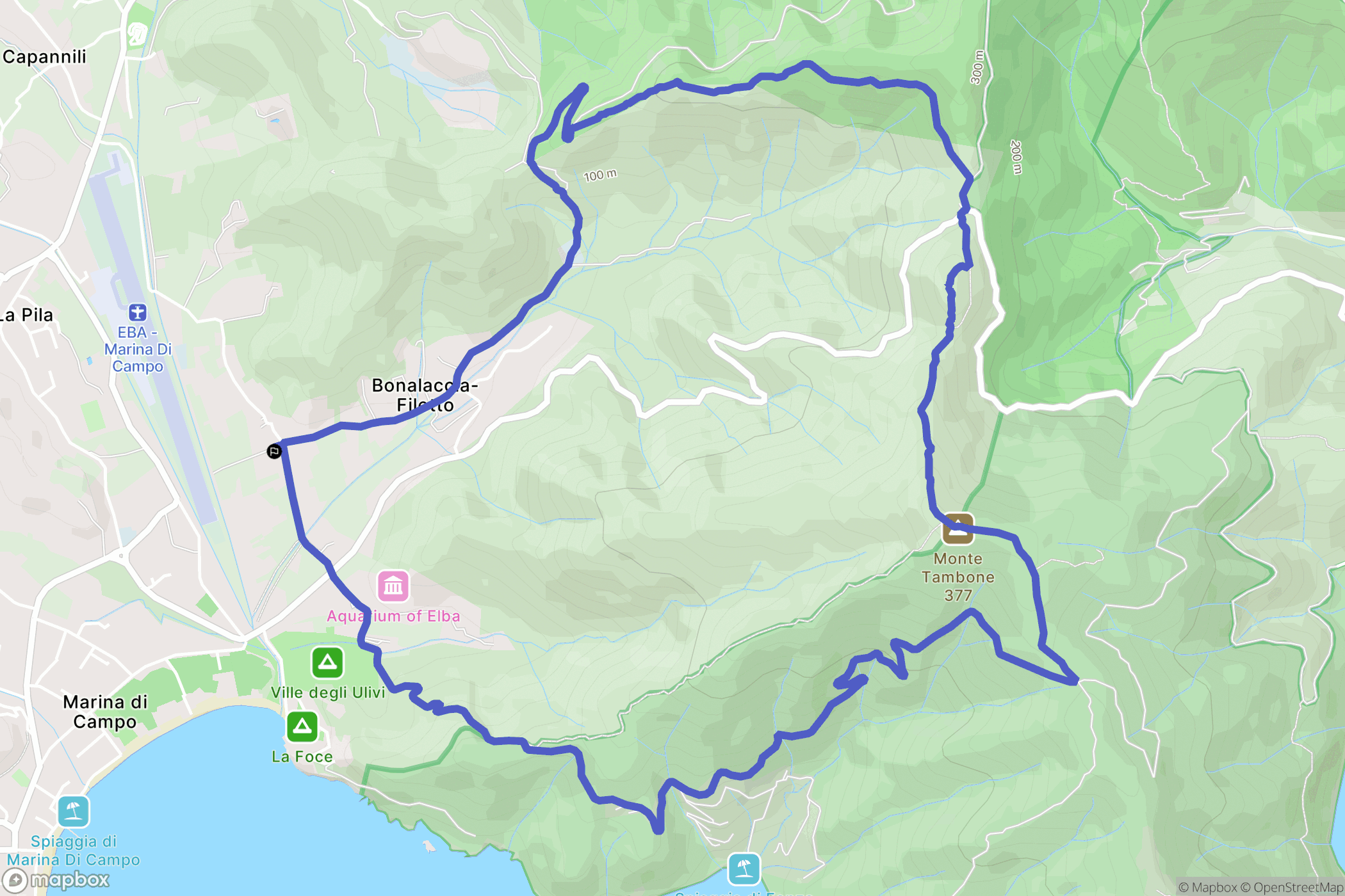 Bonalaccia-filetto : carte du parcours de randonnée - Italy