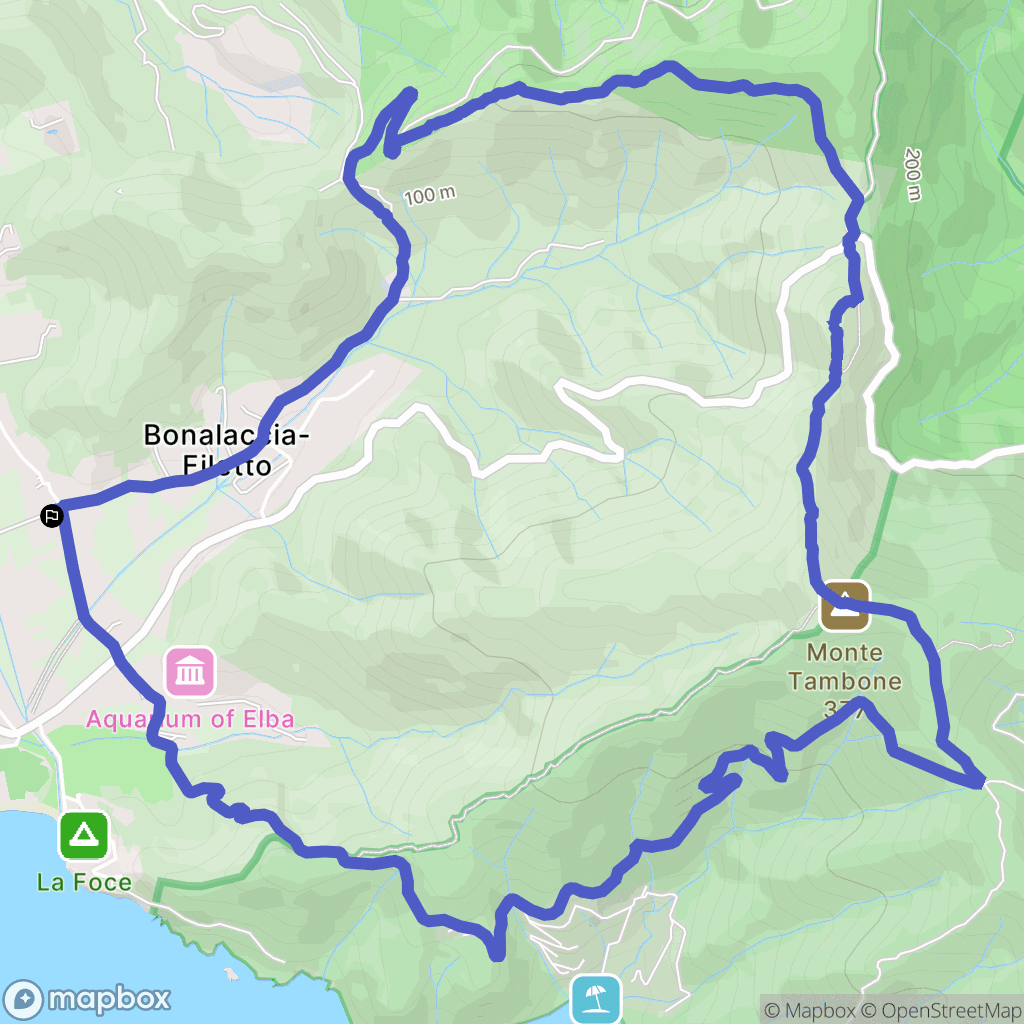 Bonalaccia-filetto : carte du parcours de randonnée - Italy