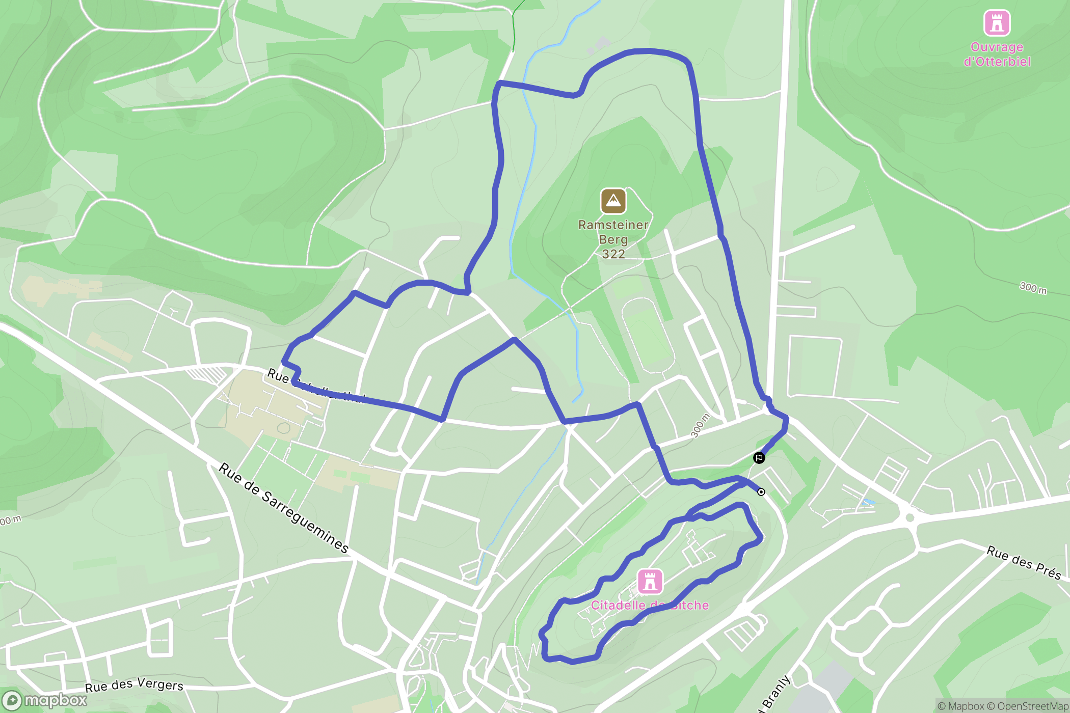 Bitche : carte du parcours de randonnée - France