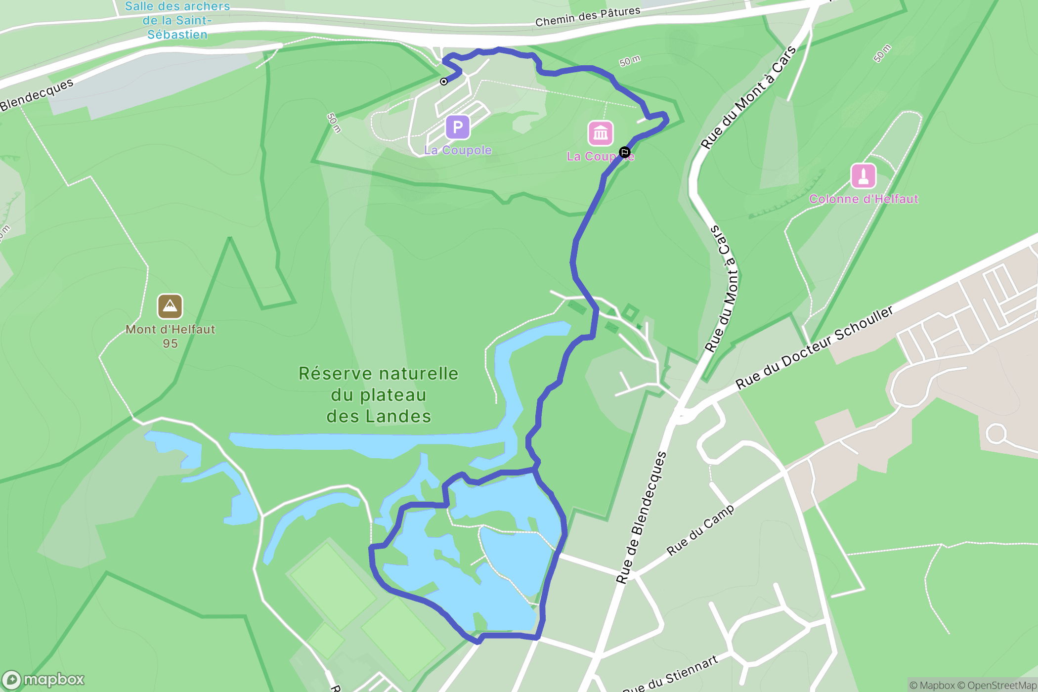 Helfaut : carte du parcours de randonnée - France