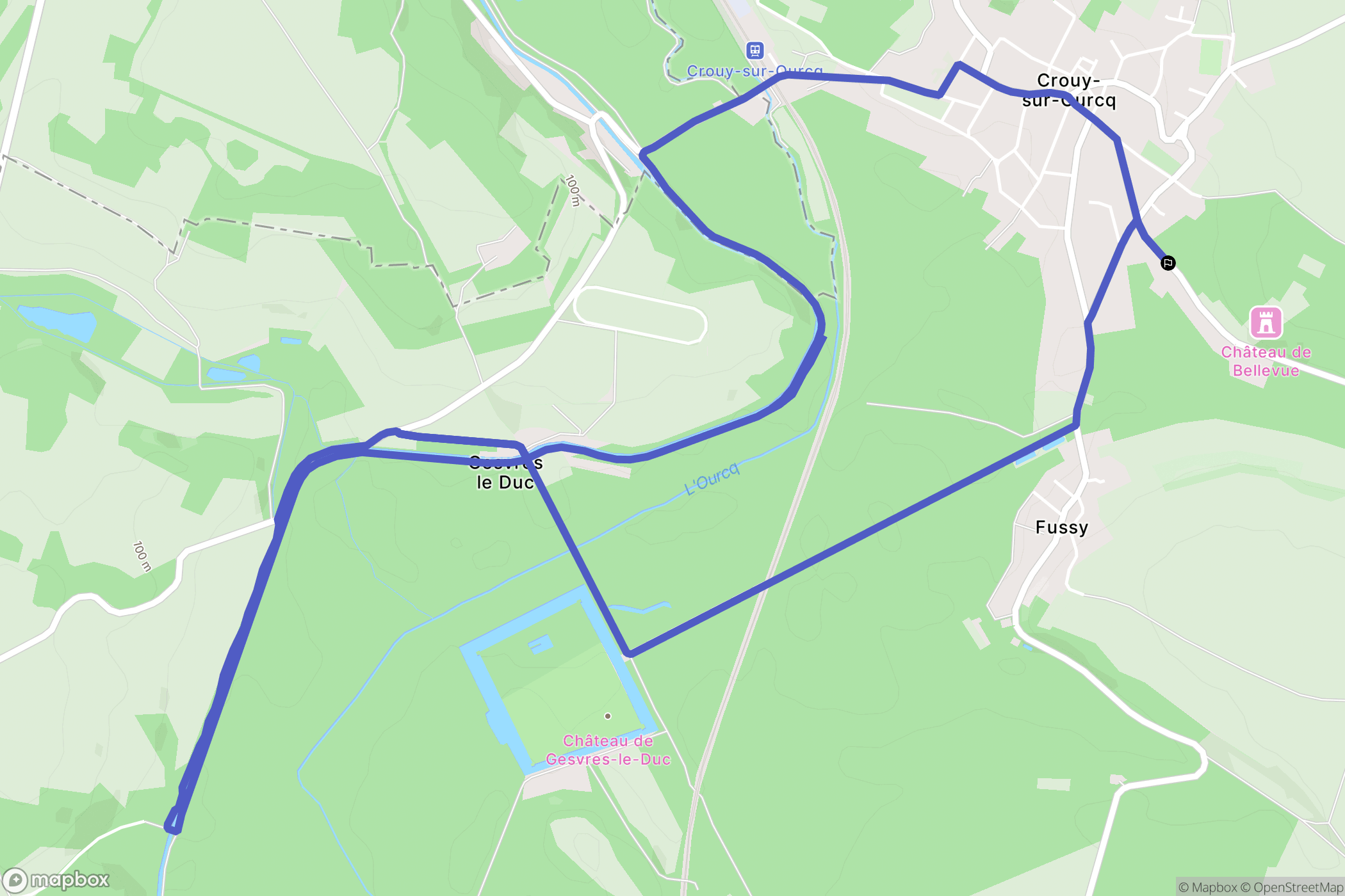 Crouy-sur-Ourcq : carte du parcours de randonnée - France