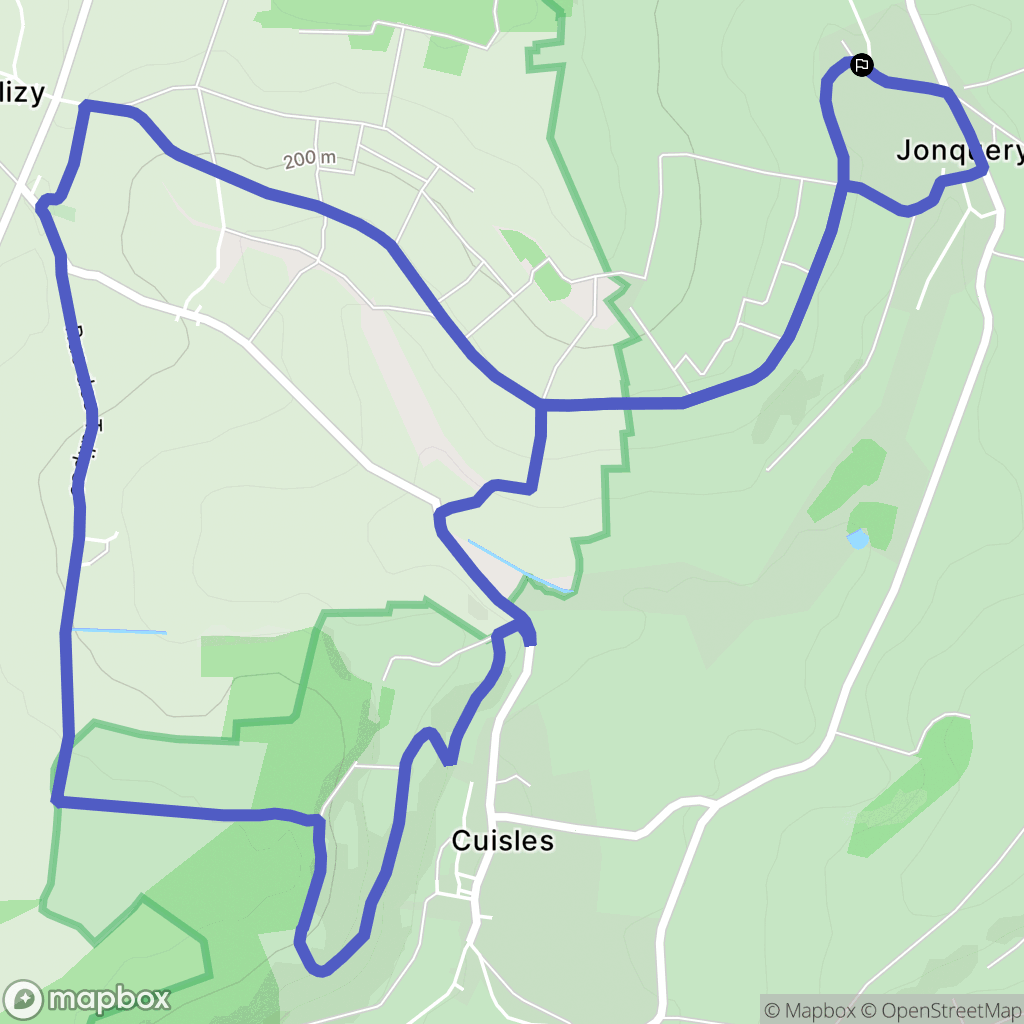Jonquery : carte du parcours de randonnée - France