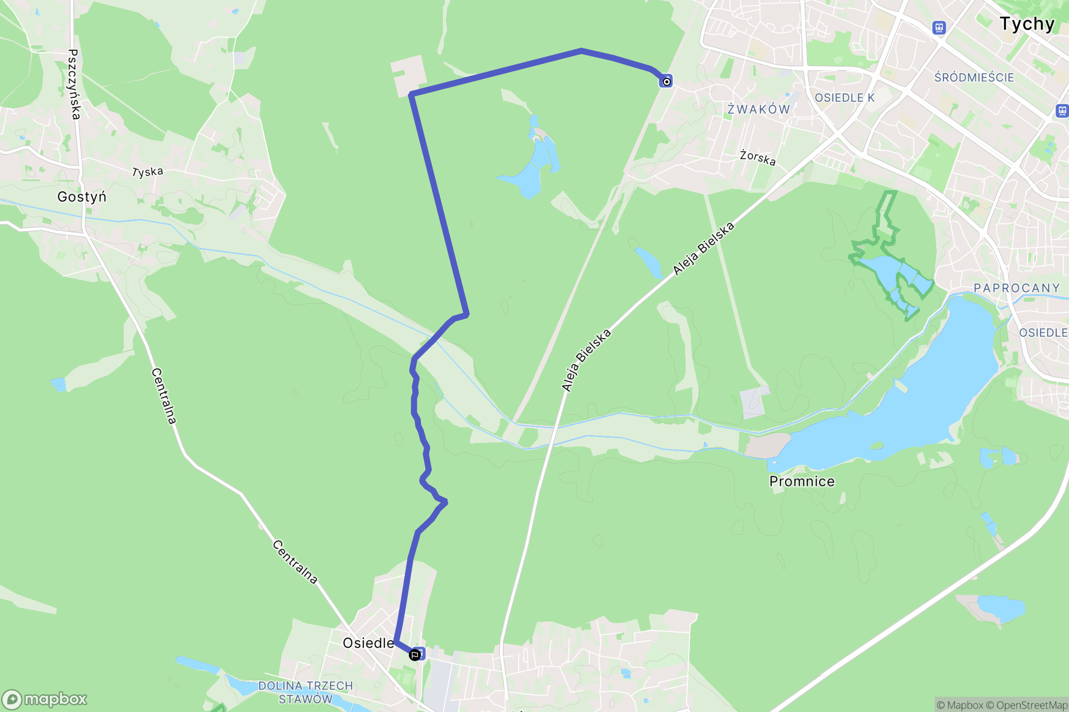 Tychy: mapa trasy - Poland