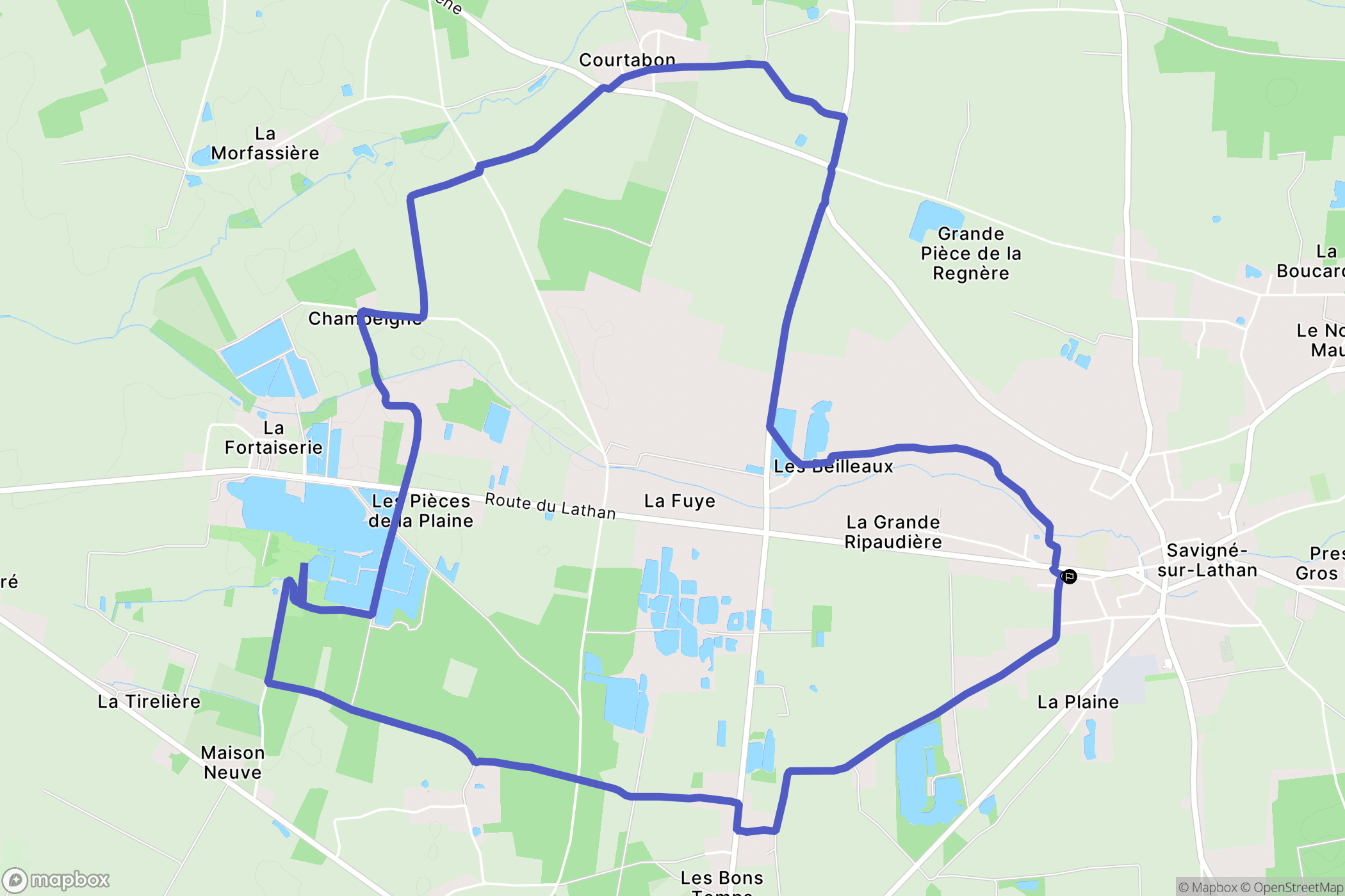 Savigné-sur-Lathan : carte du parcours de randonnée - France