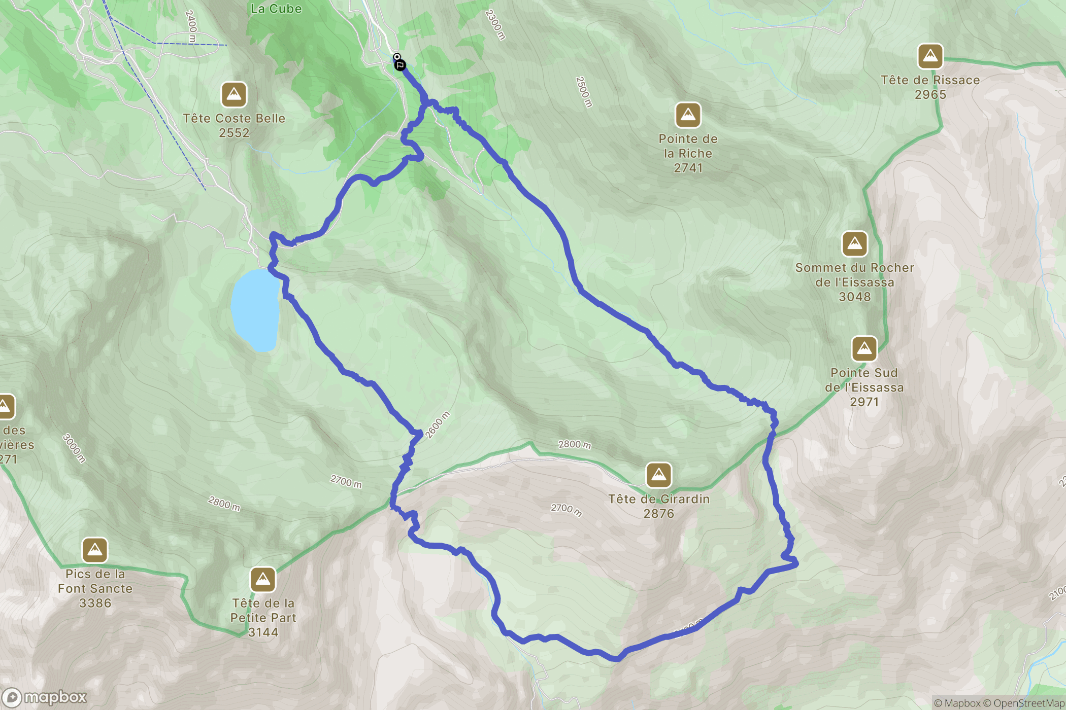 Ceillac : carte du parcours de randonnée - France