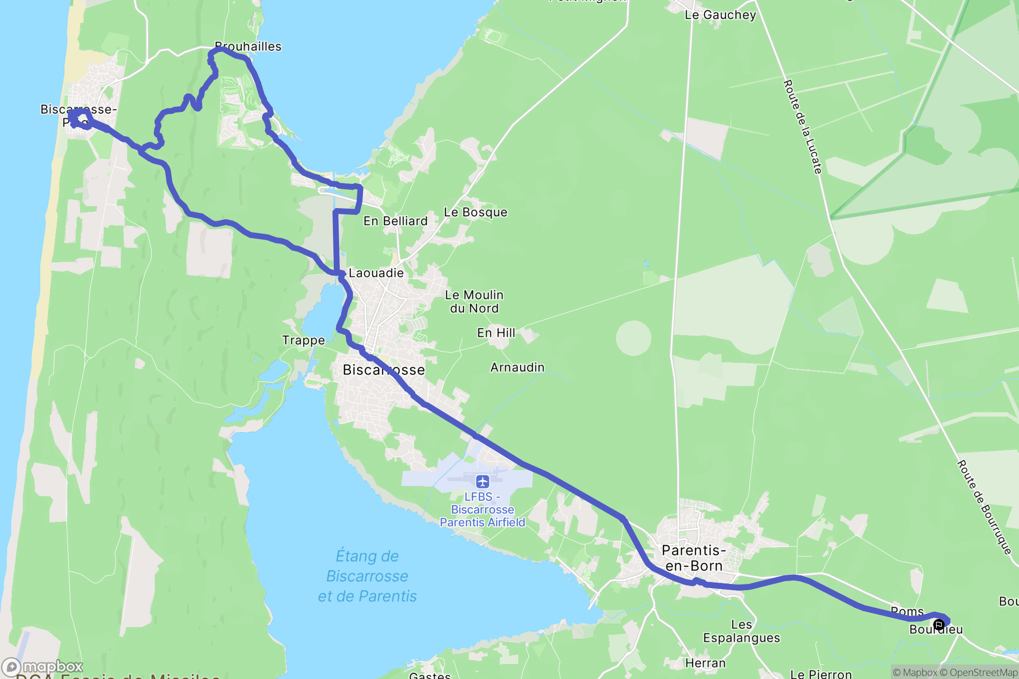 Parentis-en-Born : carte du parcours de randonnée - France