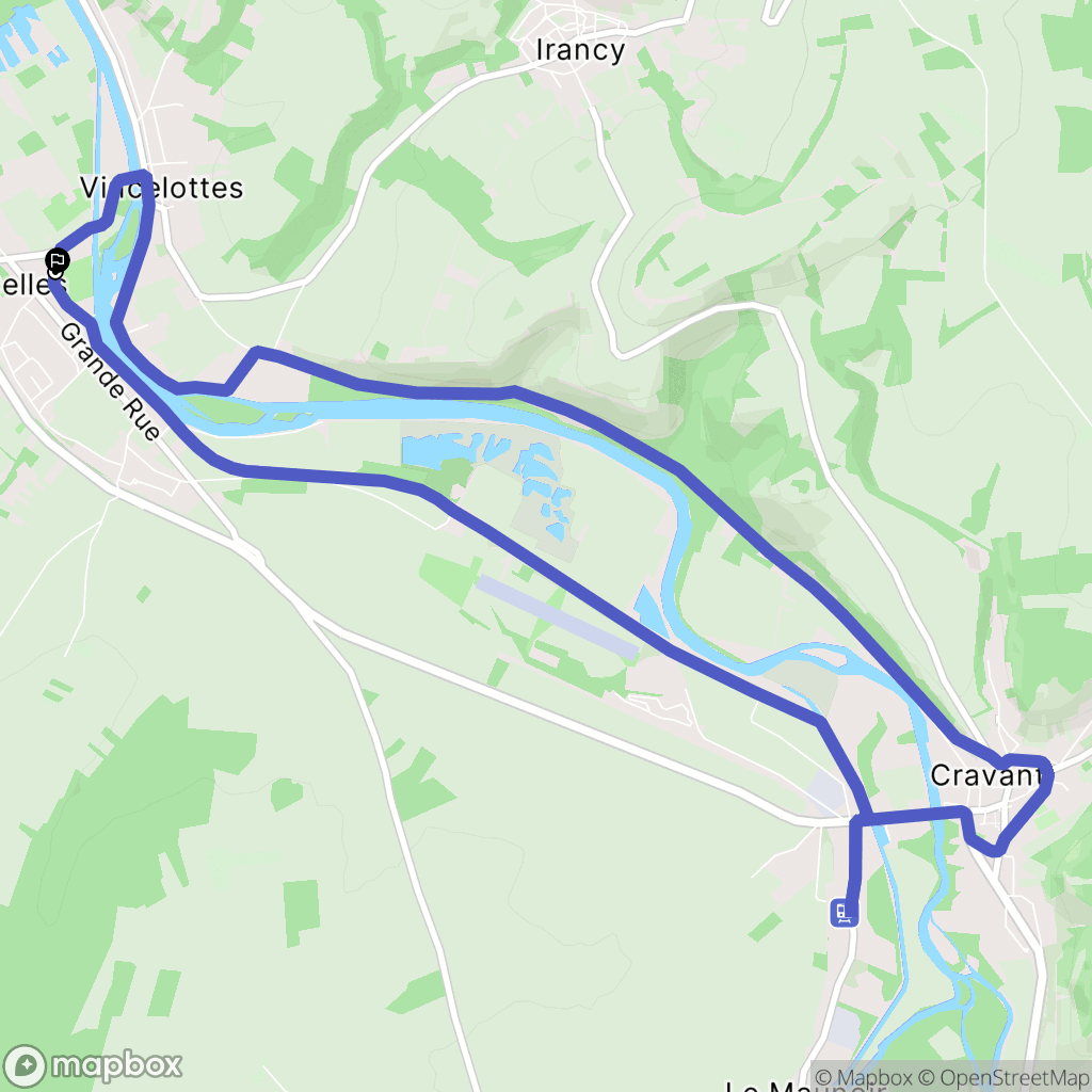 Vincelles : carte du parcours de randonnée - France