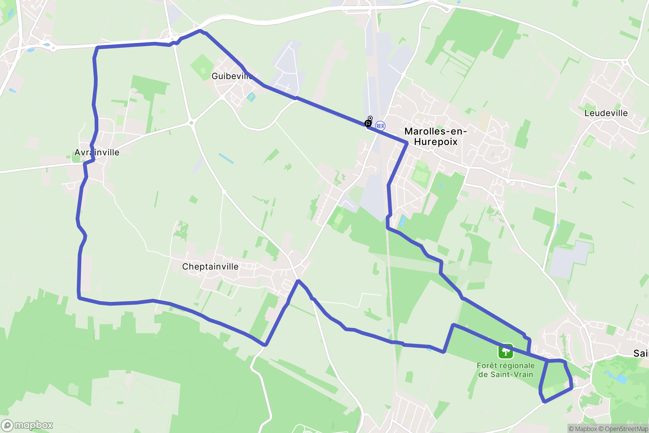 Marolles-en-Hurepoix : carte du parcours de randonnée - France