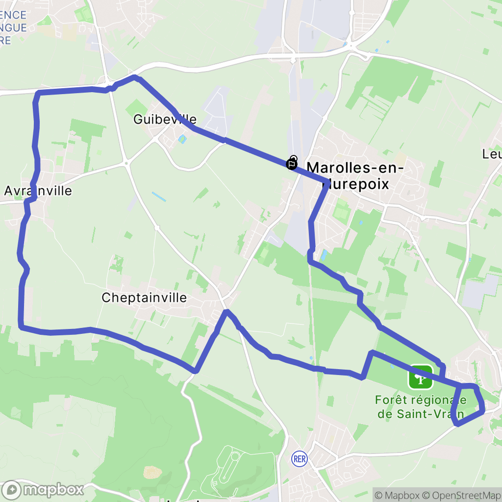 Marolles-en-Hurepoix : carte du parcours de randonnée - France