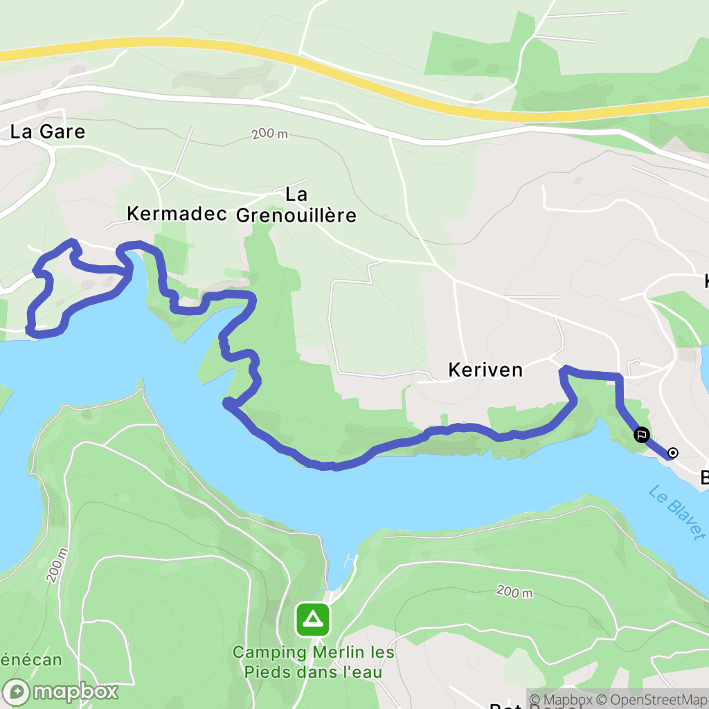 Caurel : carte du parcours de randonnée - France