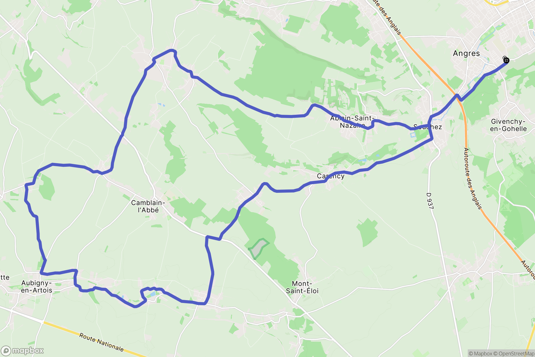 Liévin : carte du parcours de randonnée - France