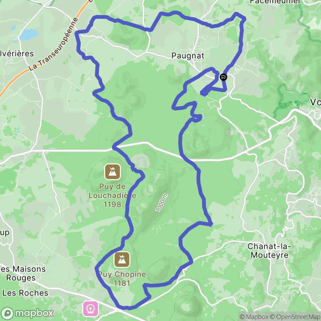 Volvic : carte du parcours de randonnée - France