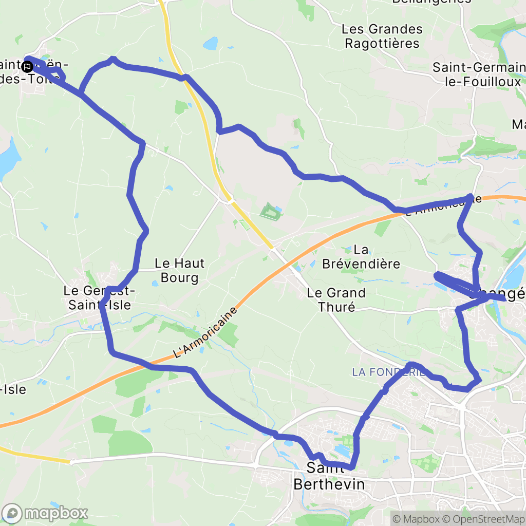 Saint-Ouën-des-Toits : carte du parcours de randonnée - France