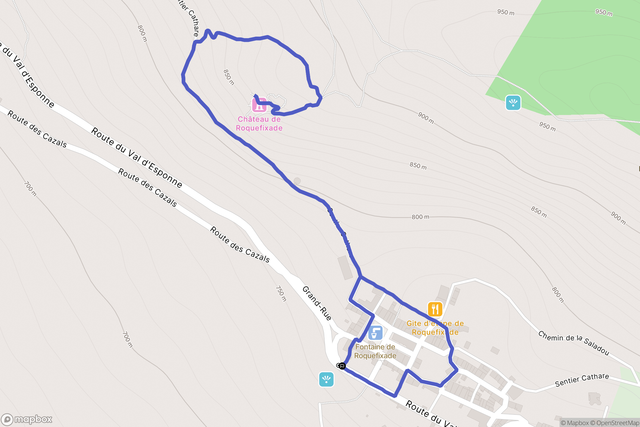 Roquefixade : carte du parcours de randonnée - France