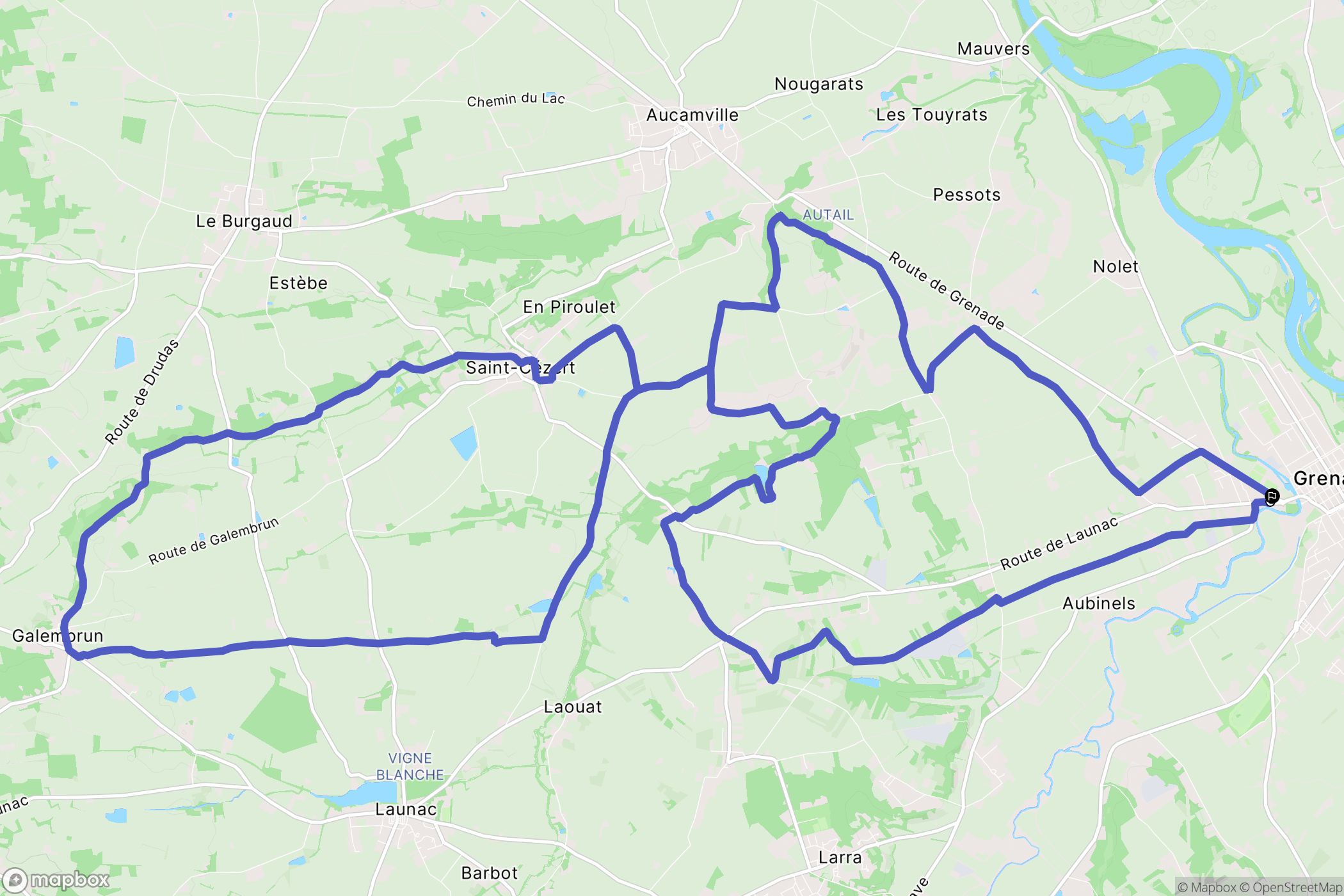 Grenade : carte du parcours de randonnée - France