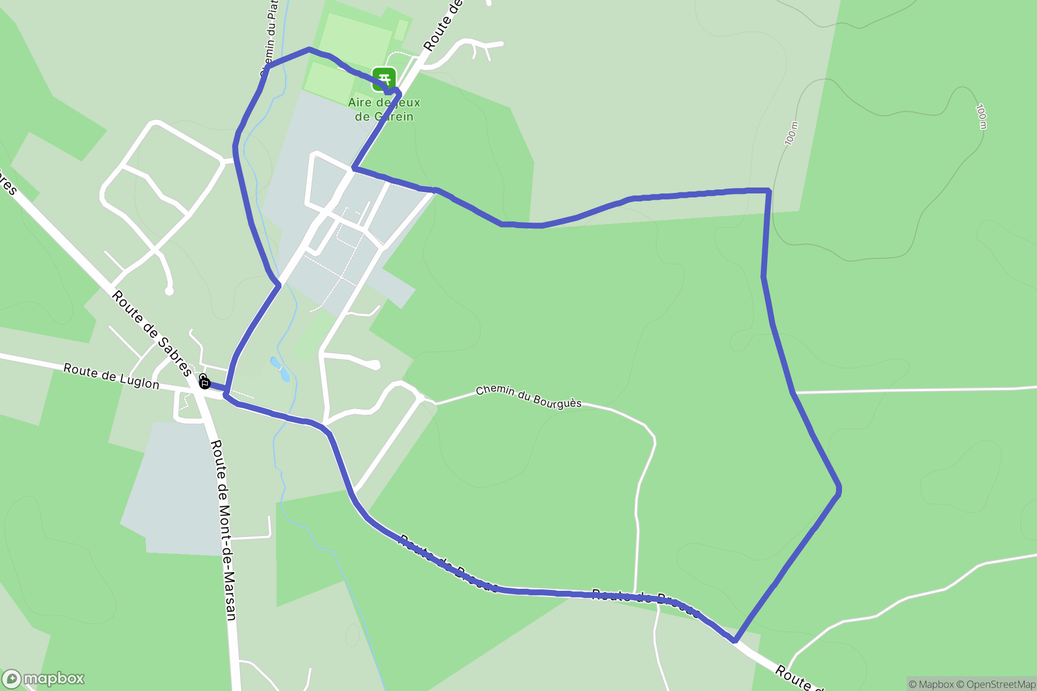 Garein : carte du parcours de randonnée - France