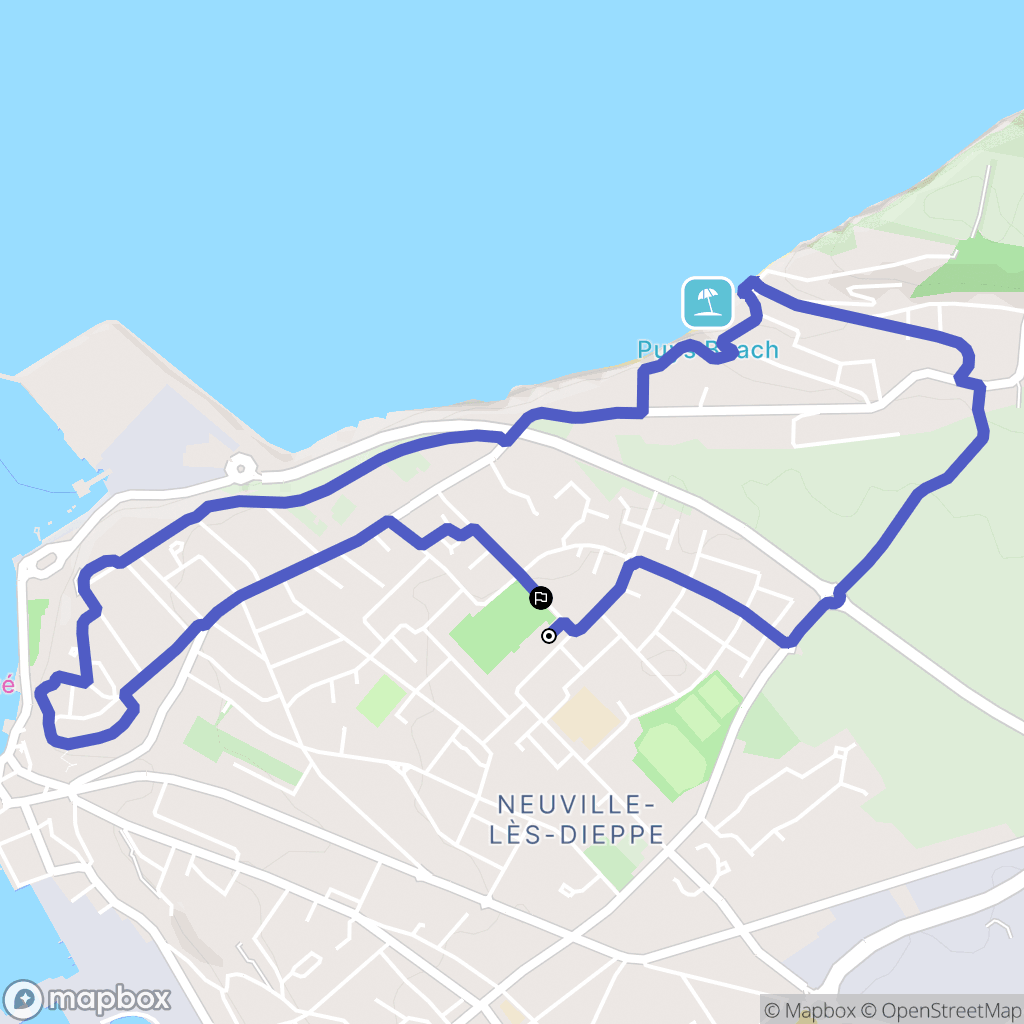 Dieppe : carte du parcours de randonnée - France