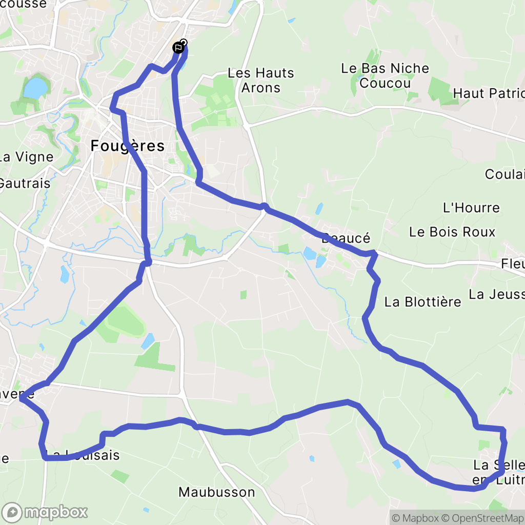 Fougères : carte du parcours de randonnée - France