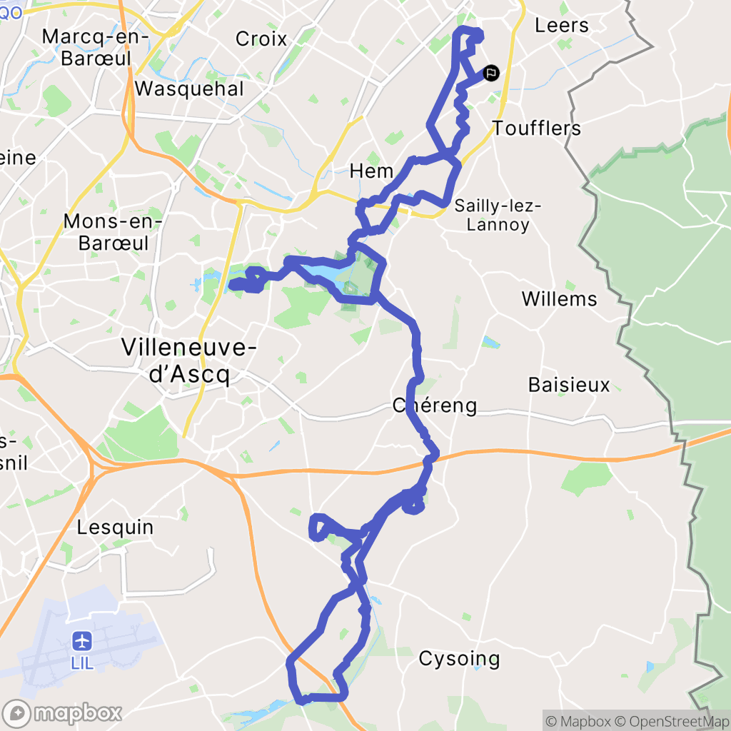 Lys-lez-Lannoy : carte du parcours de randonnée - France