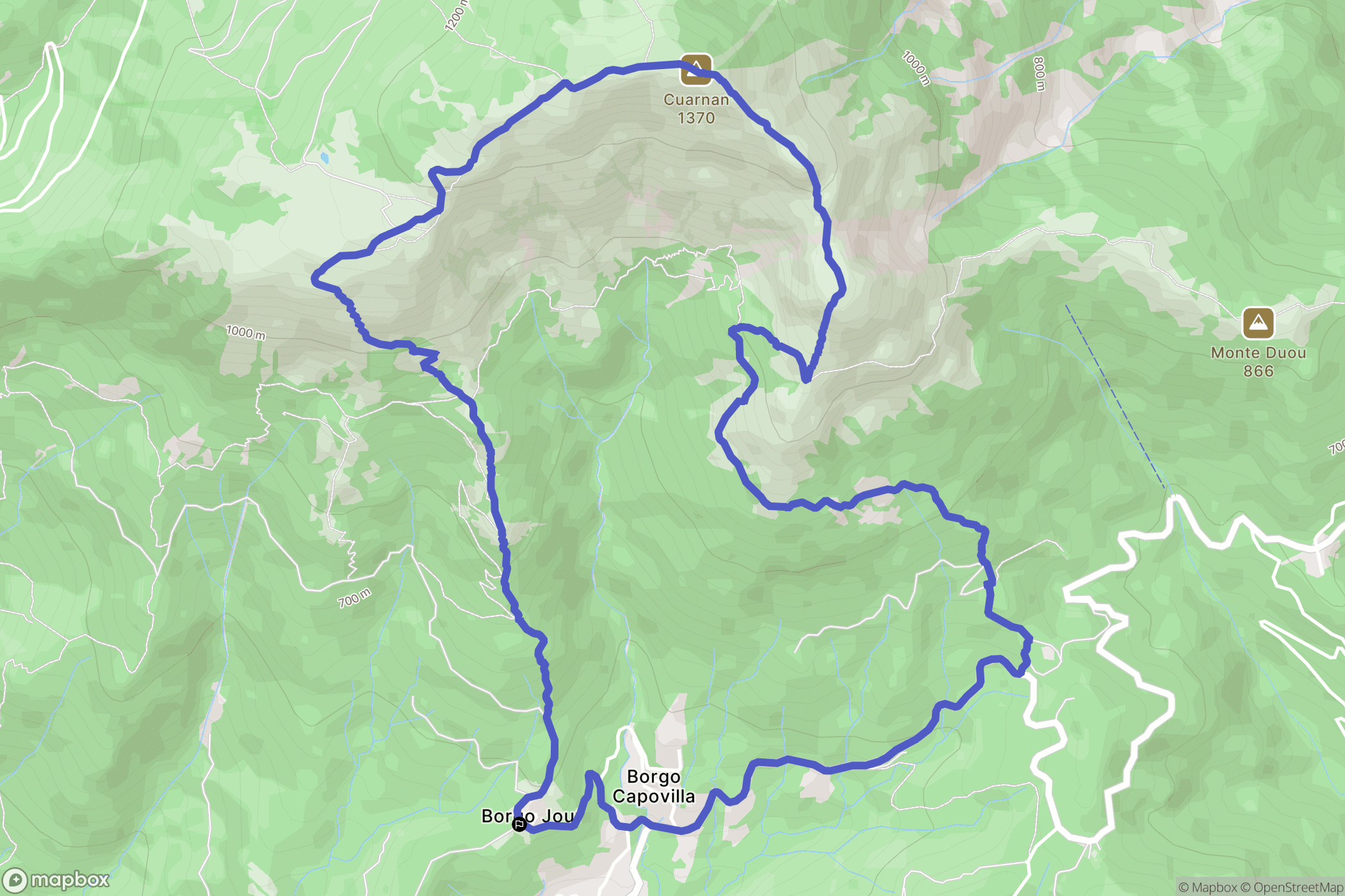 Jouf : carte du parcours de randonnée - Italy