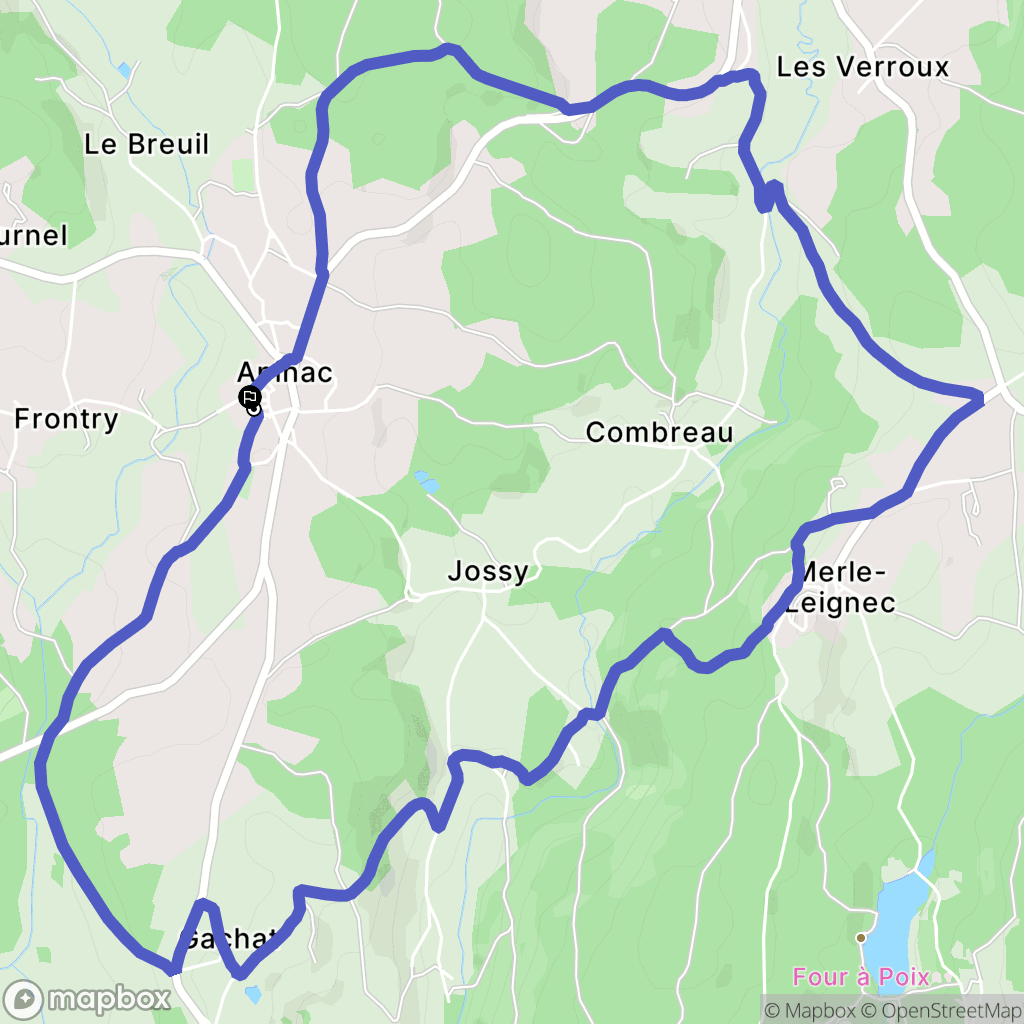Apinac : carte du parcours de randonnée - France