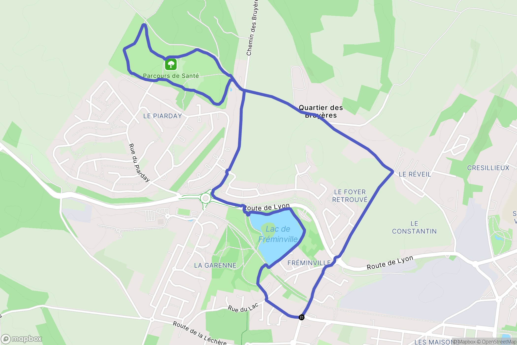 Charvieu-Chavagneux : carte du parcours de randonnée - France