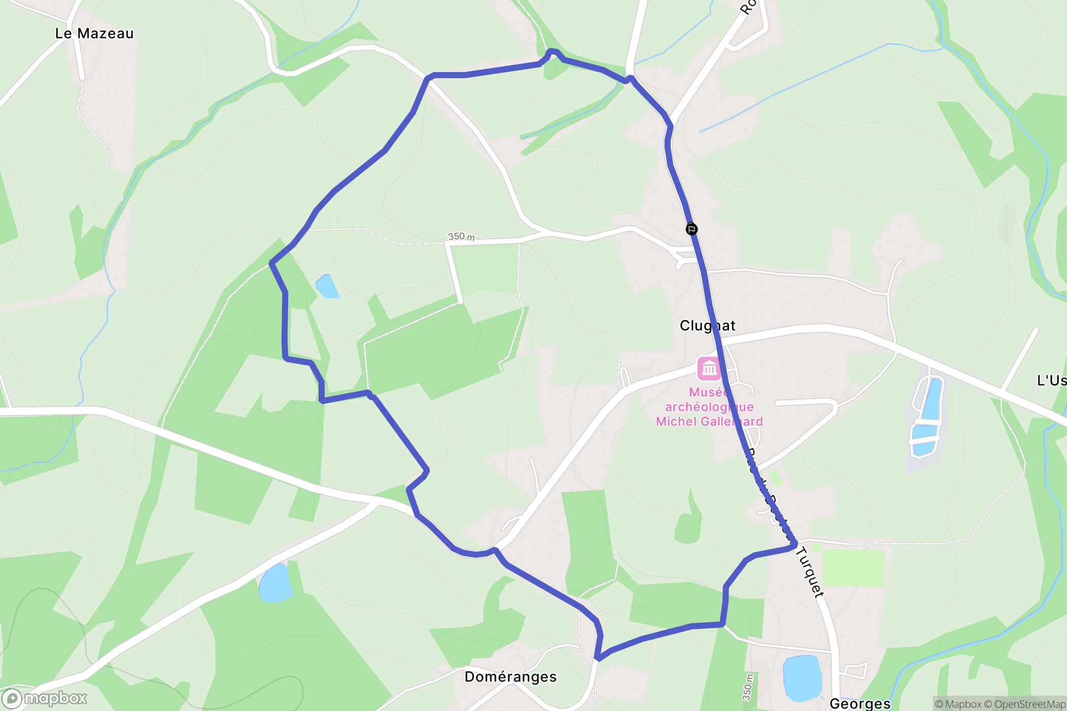 Clugnat : carte du parcours de randonnée - France