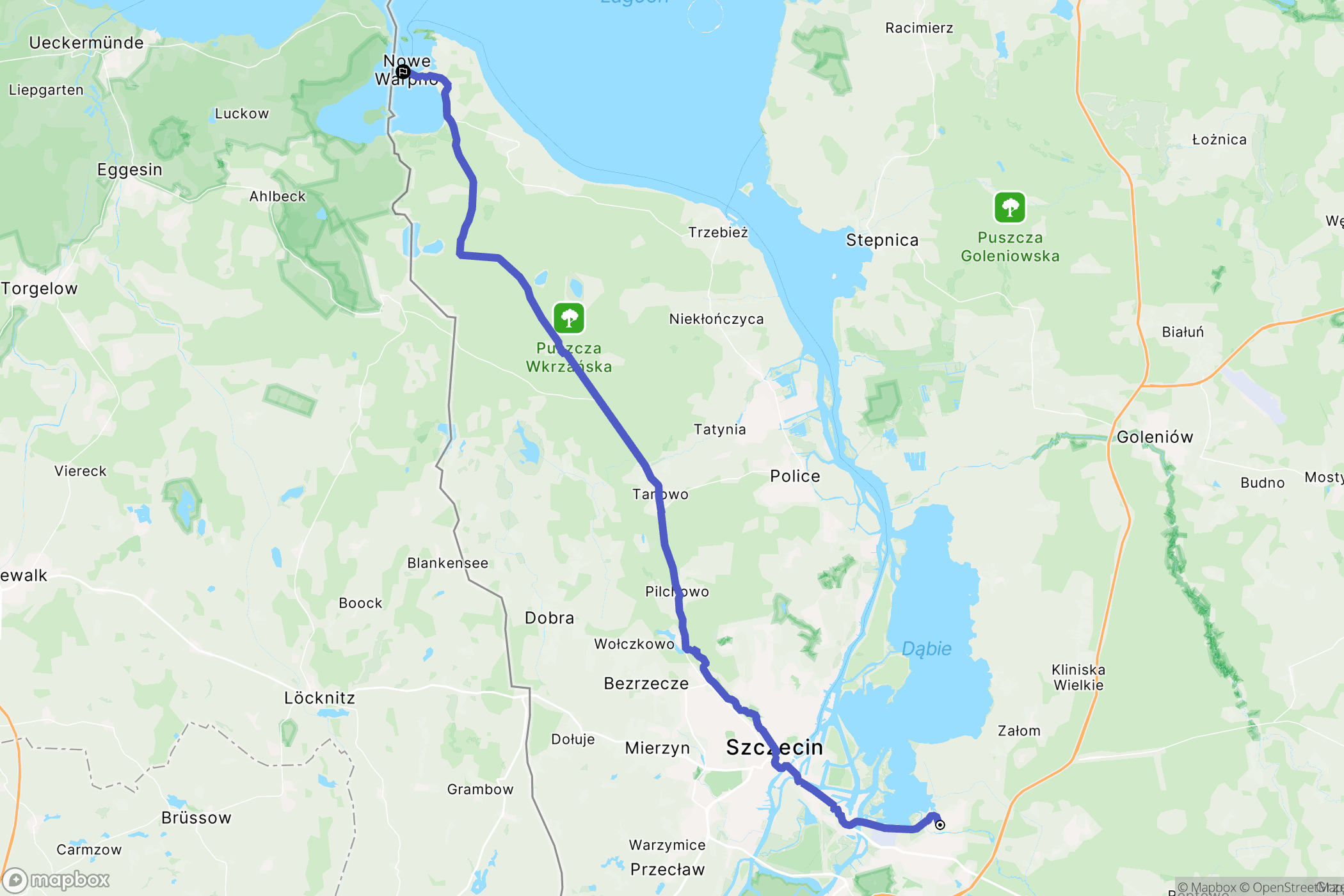 Szczecin: mapa trasy - Poland