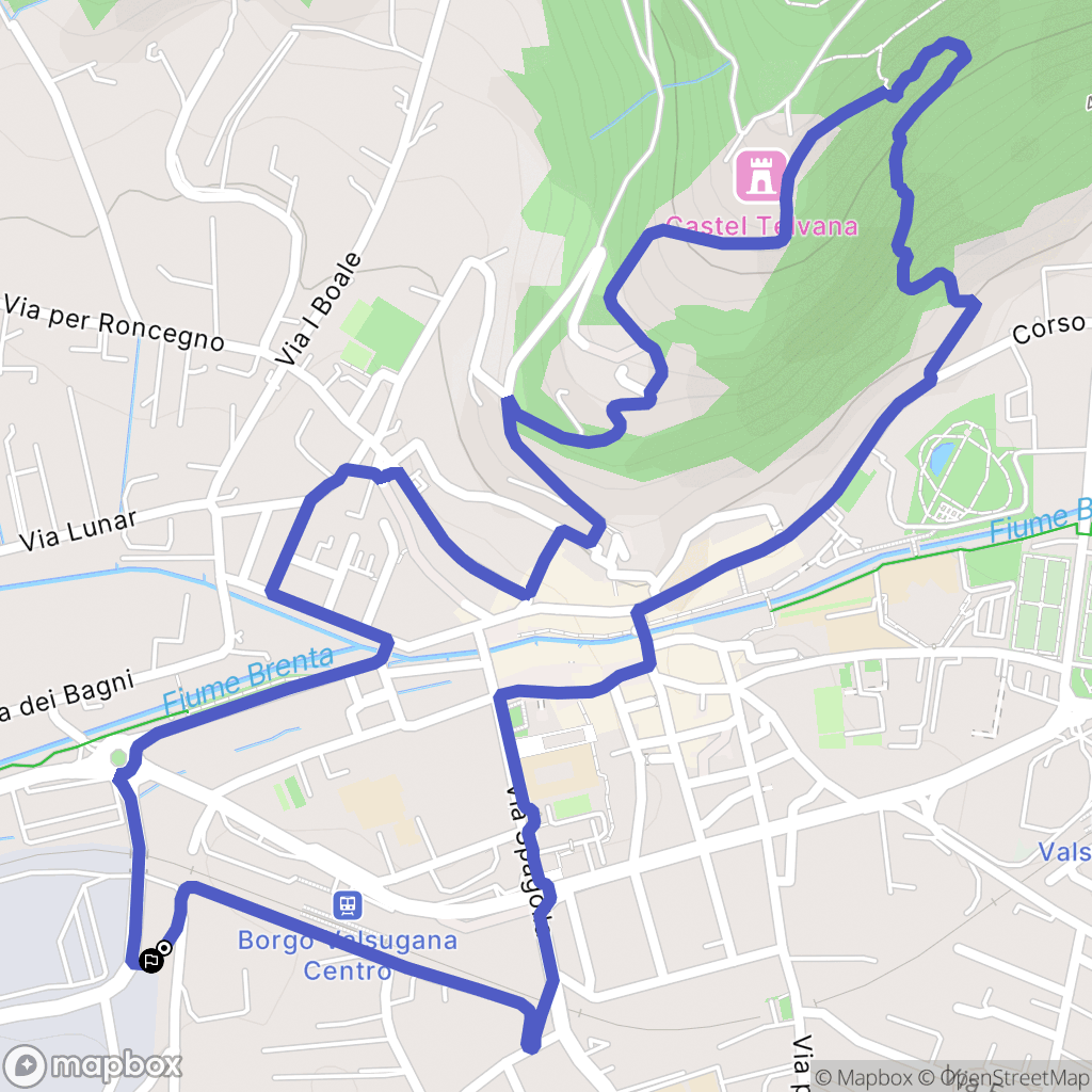Borgo Valsugana : carte du parcours de randonnée - Italy