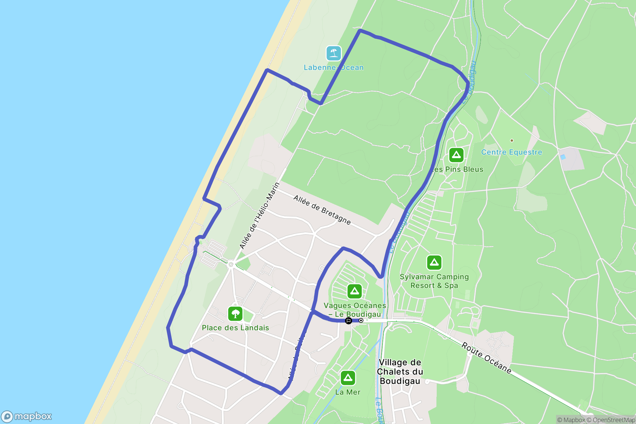 Labenne : carte du parcours de randonnée - France