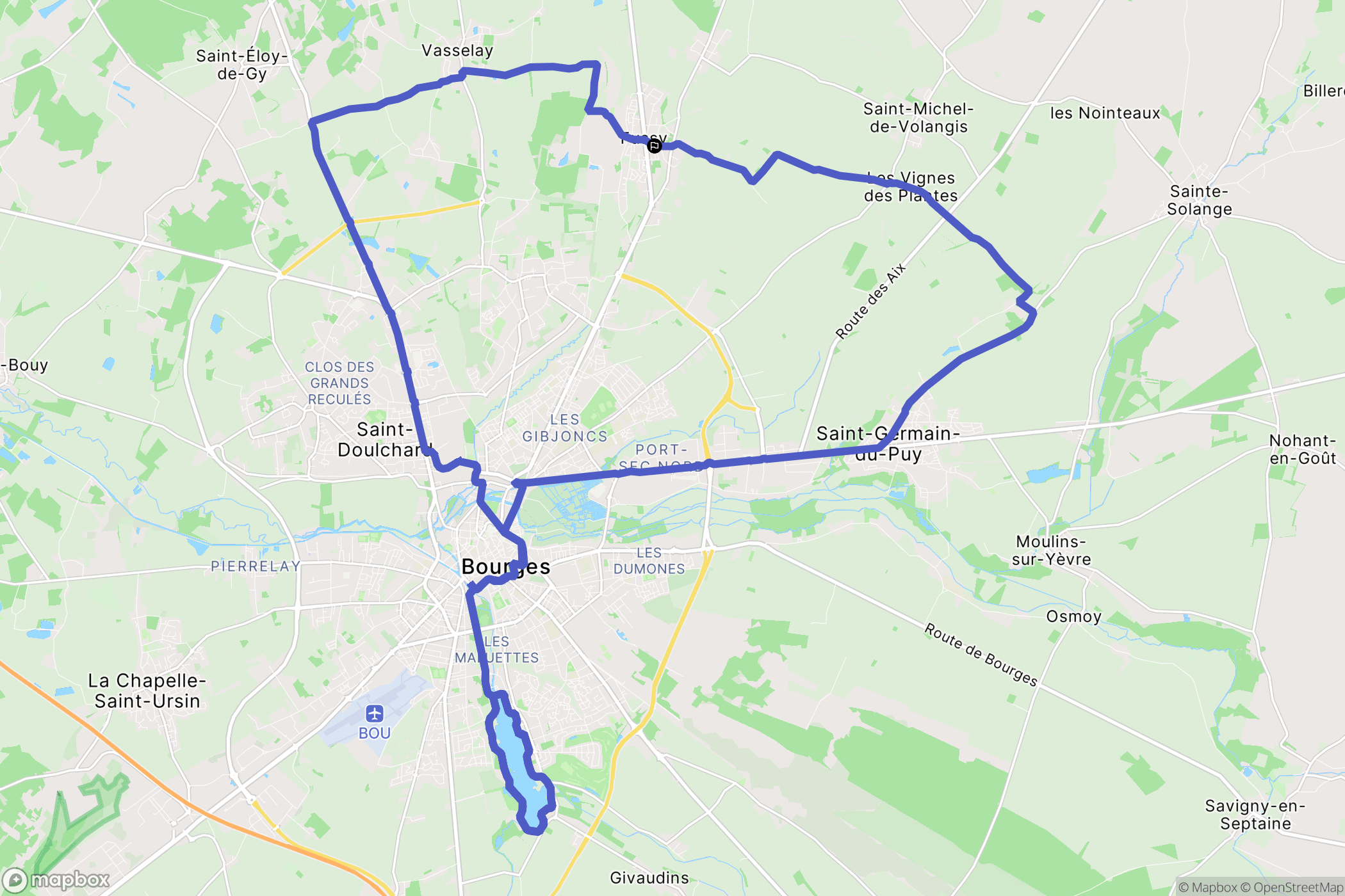 Fussy : carte du parcours de randonnée - France
