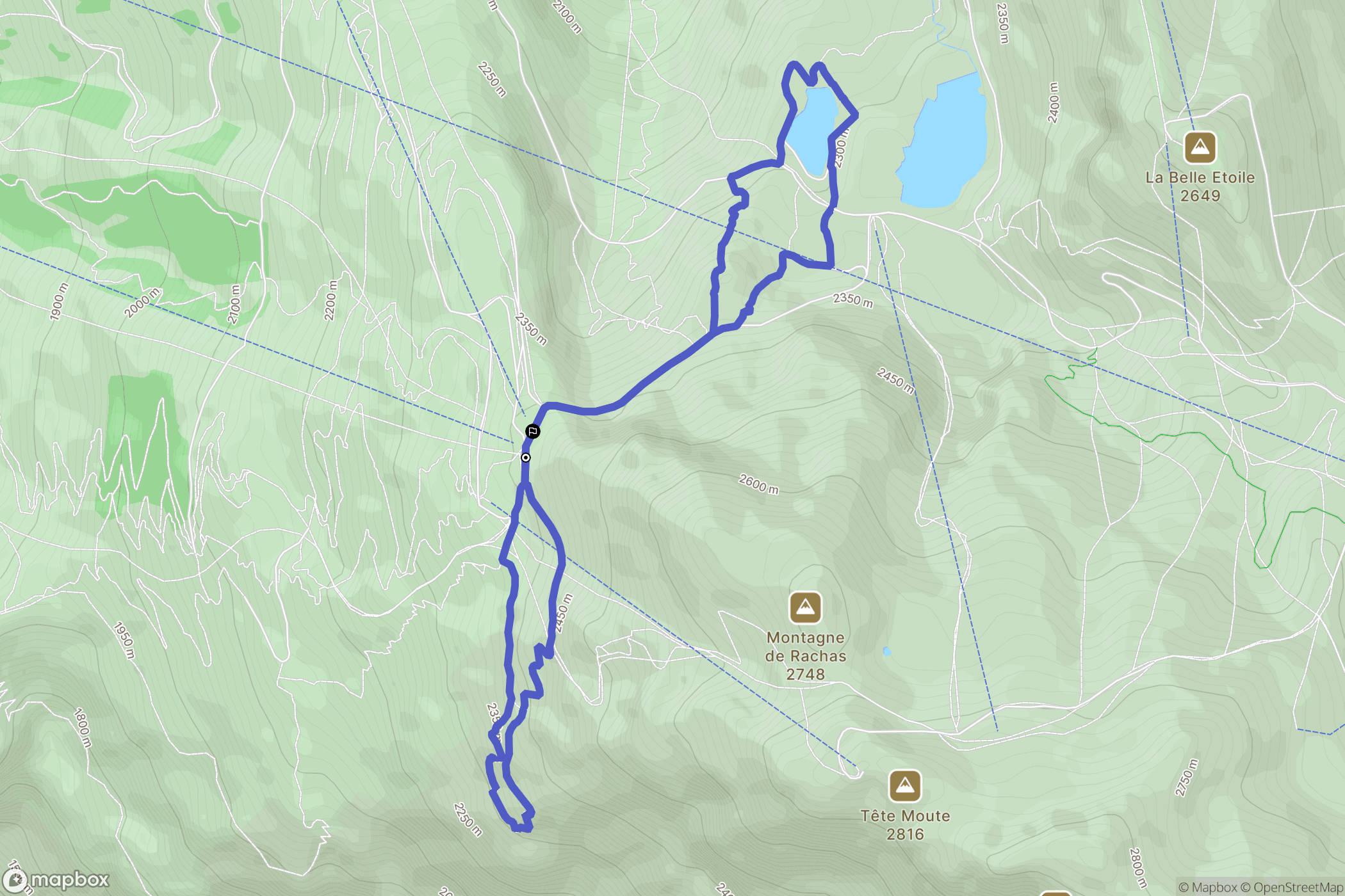 Les Deux Alpes : carte du parcours de randonnée - France