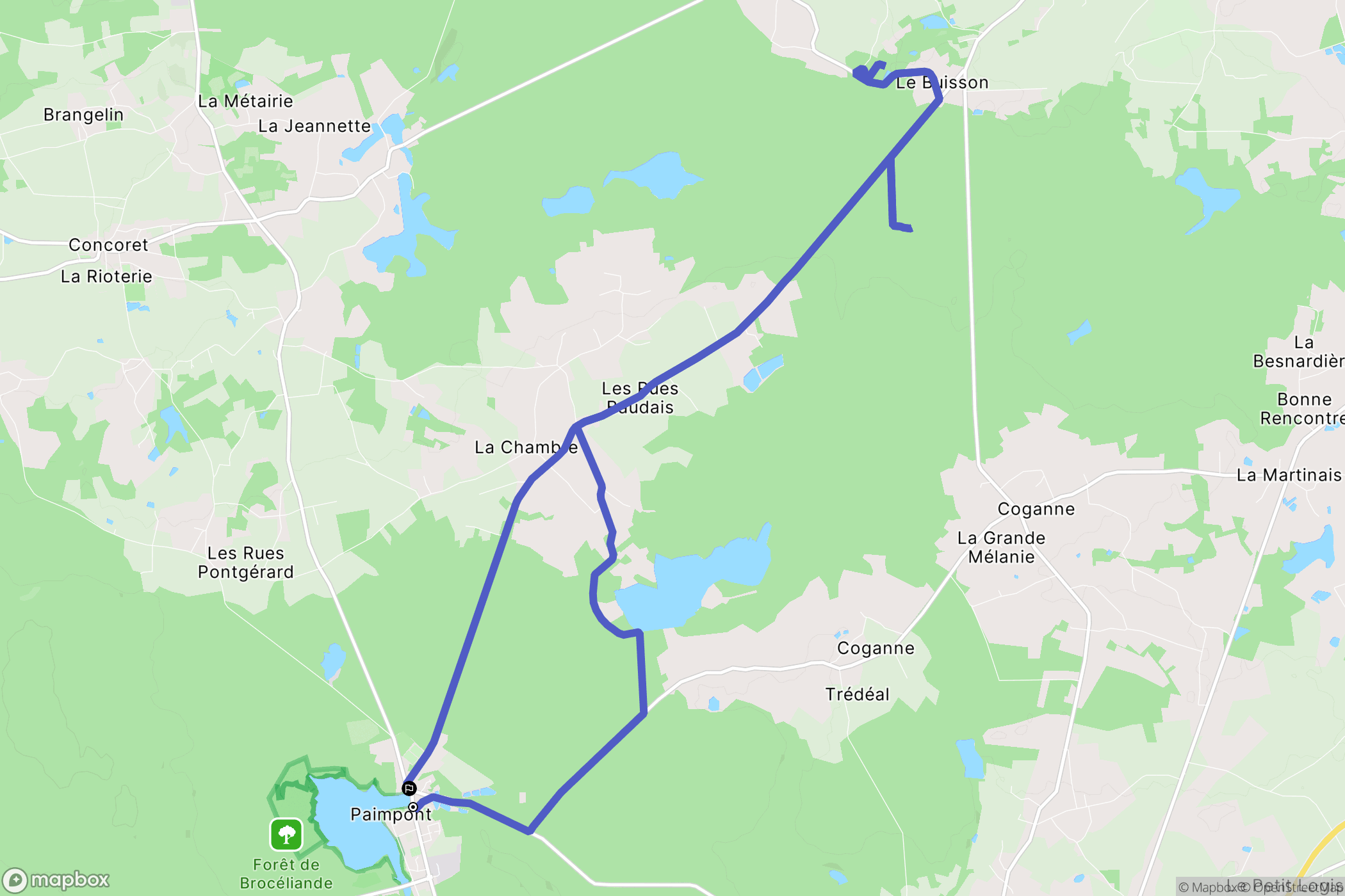 Paimpont : carte du parcours de randonnée - France
