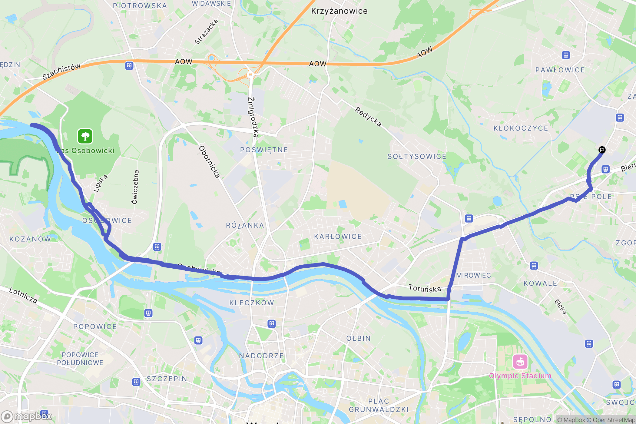 Wrocław: mapa trasy - Poland