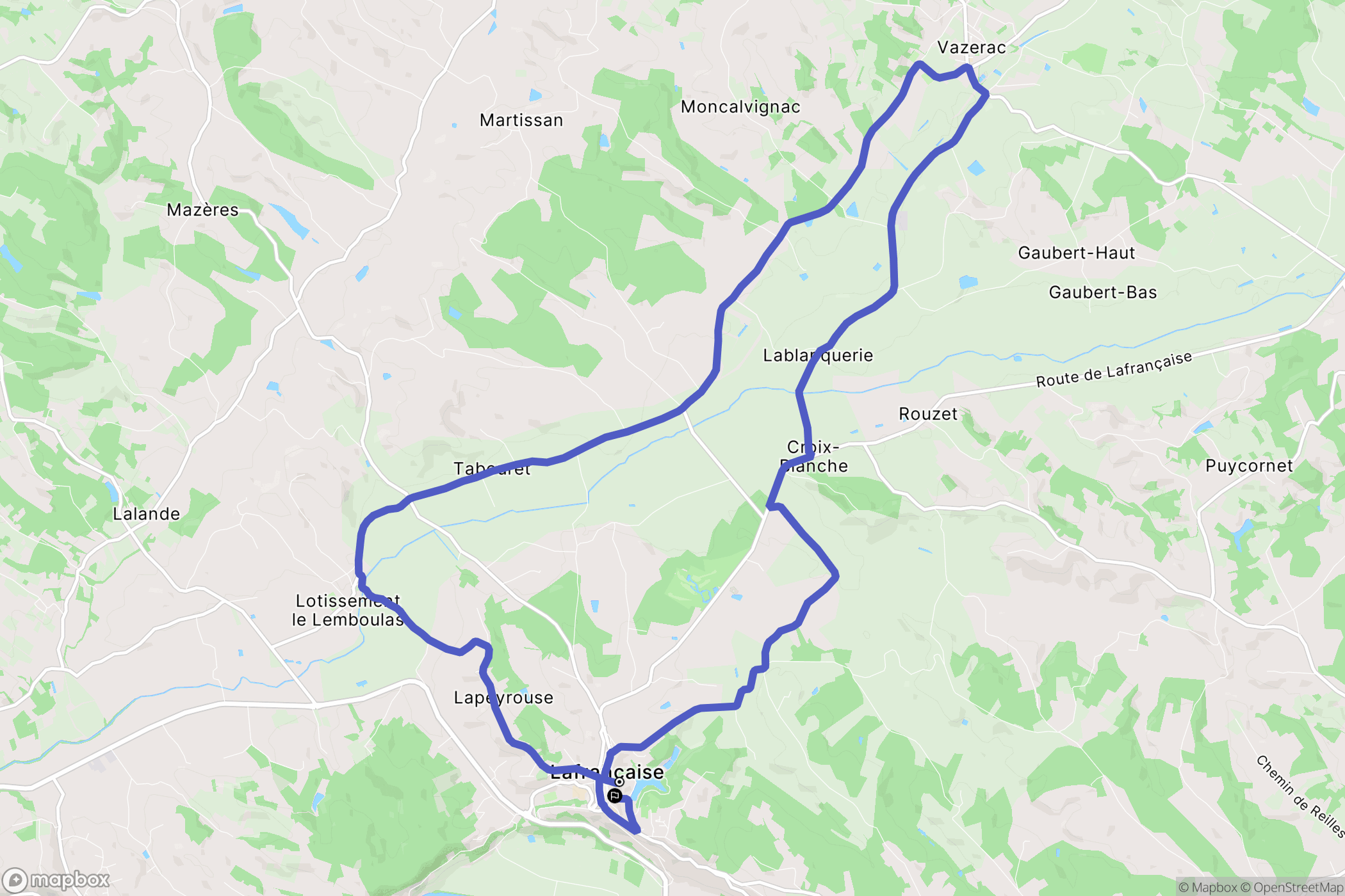 Lafrançaise : carte du parcours de randonnée - France