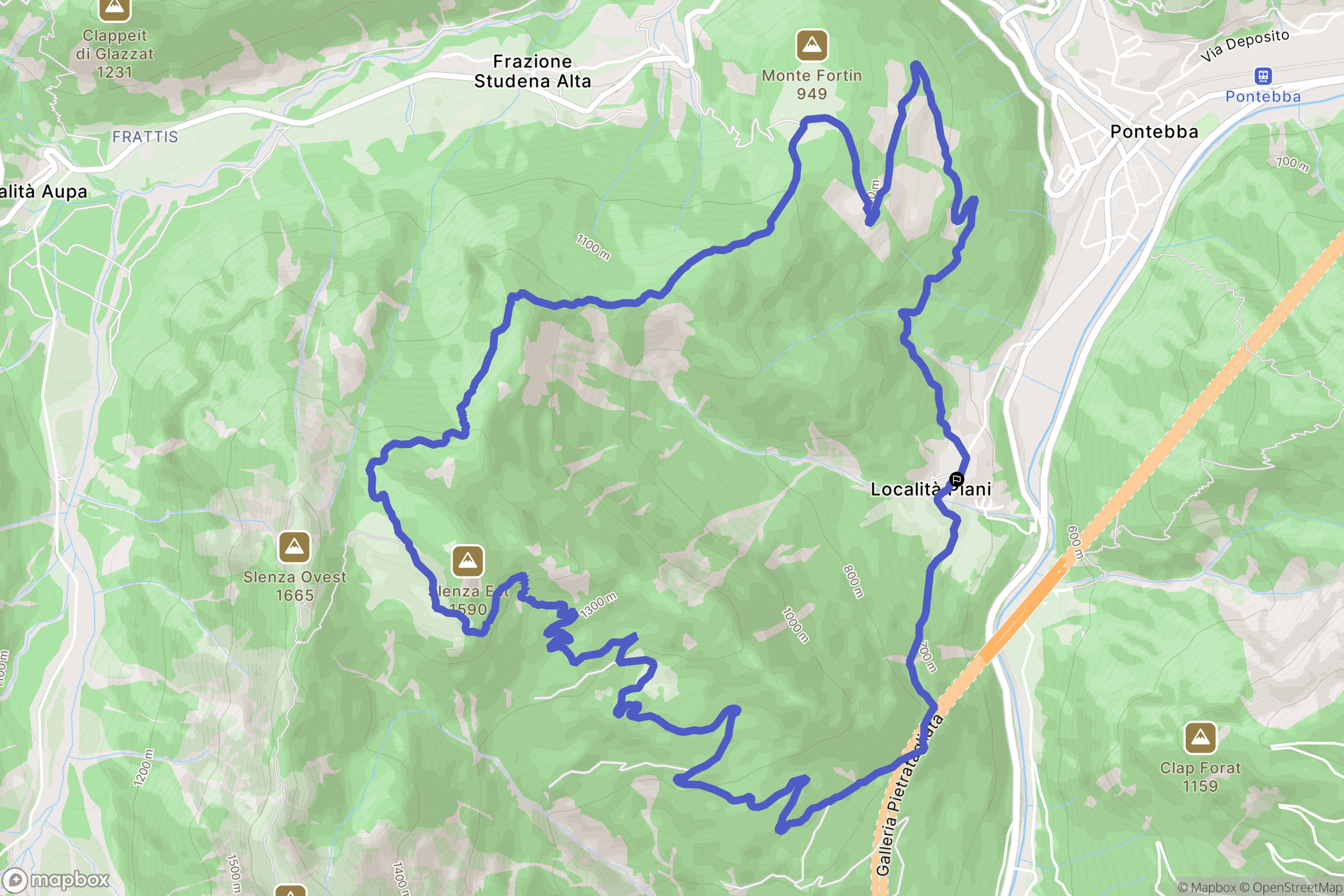Pontebba : carte du parcours de randonnée - Italy