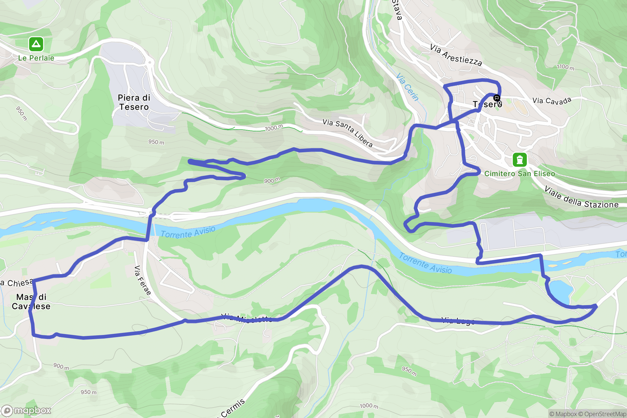 Tesero : carte du parcours de randonnée - Italy