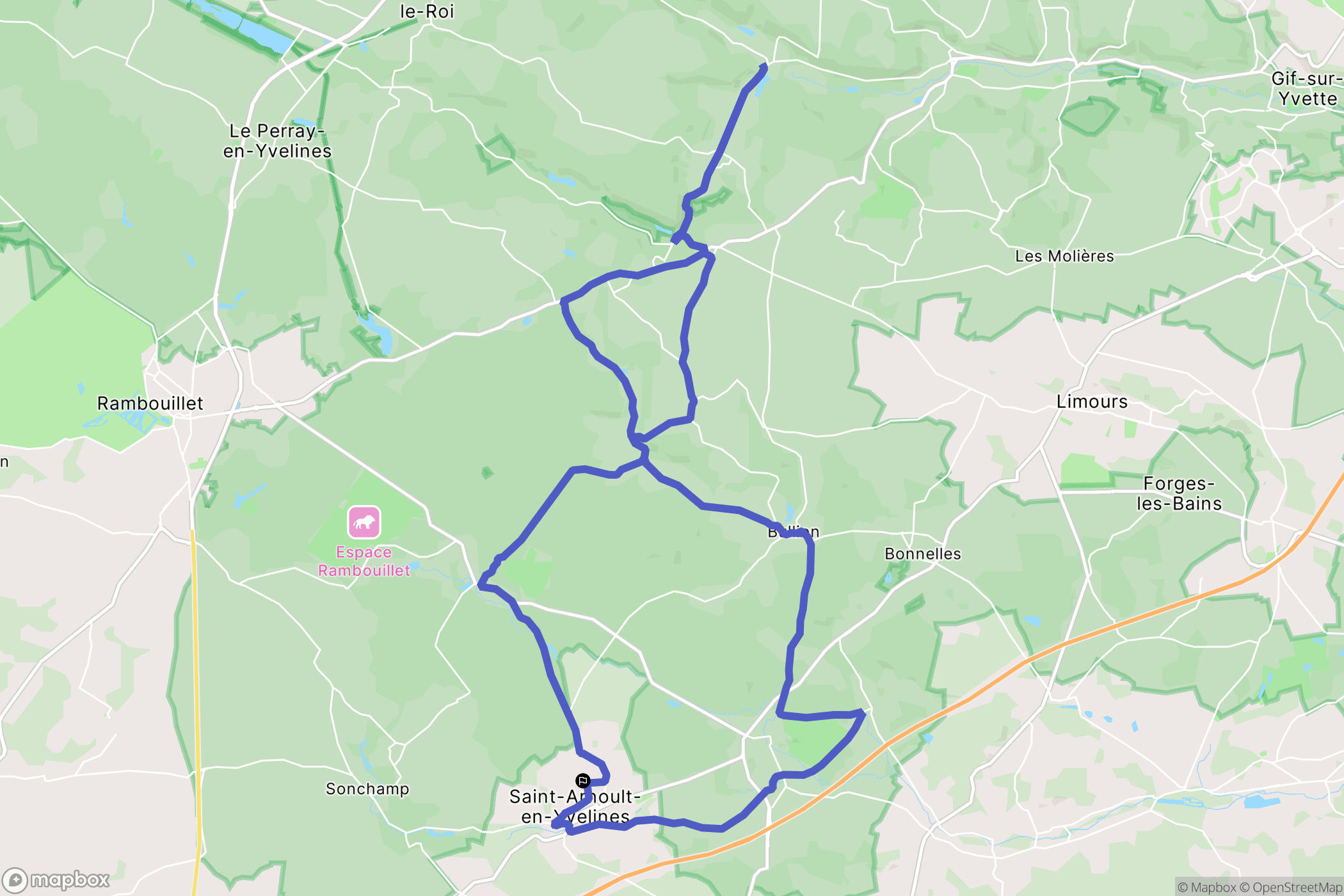 Saint-Arnoult-en-Yvelines : carte du parcours de randonnée - France
