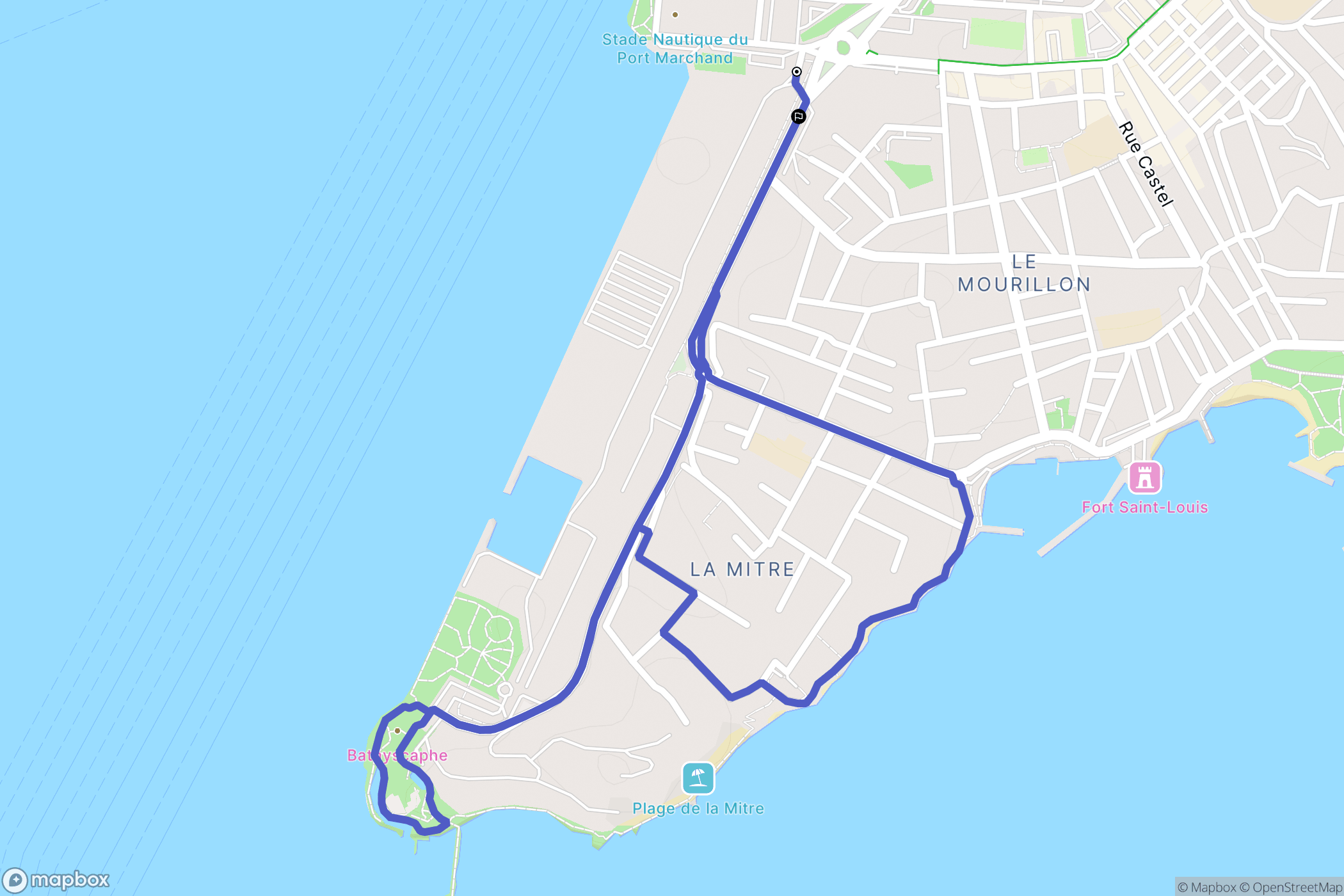 Toulon : carte du parcours de randonnée - France