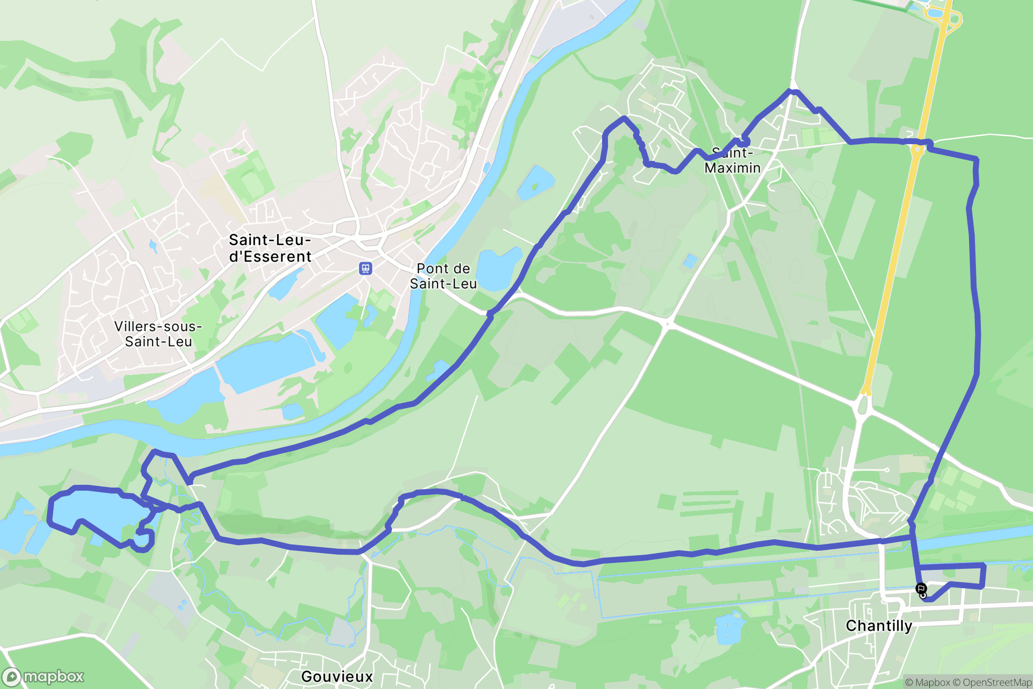 Chantilly : carte du parcours de randonnée - France