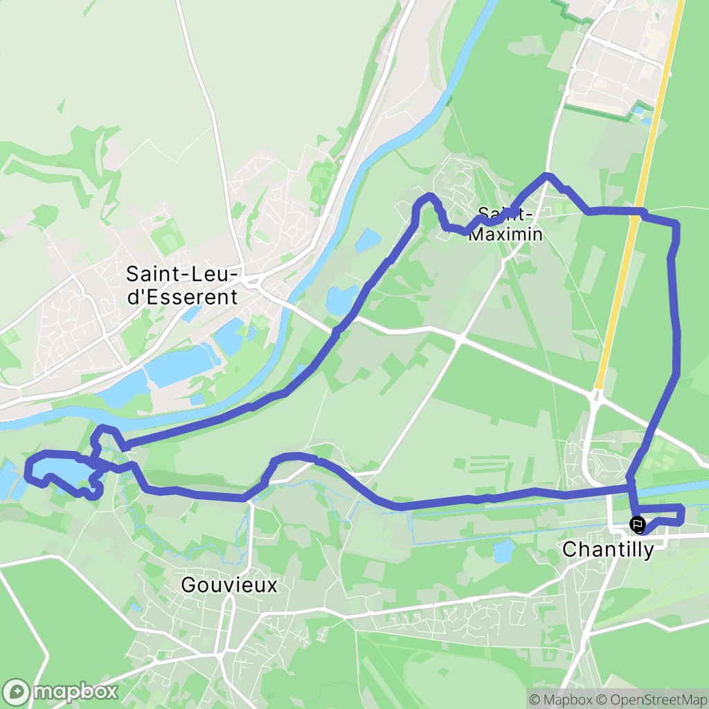 Chantilly : carte du parcours de randonnée - France