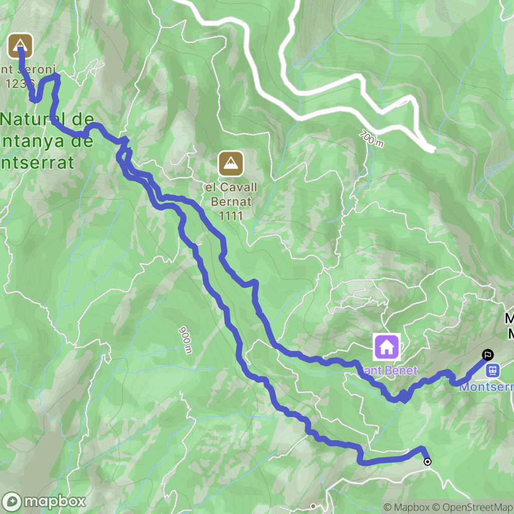 Monestir de Montserrat : carte du parcours de randonnée - Spain