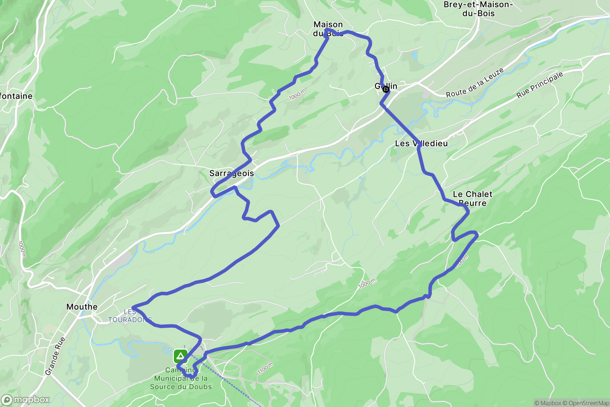 Gellin : carte du parcours de randonnée - France