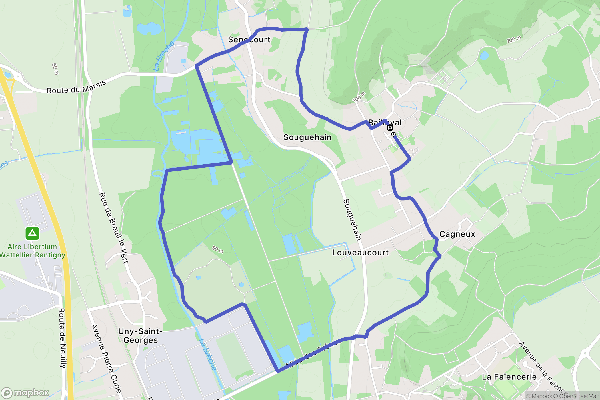 Bailleval : carte du parcours de randonnée - France
