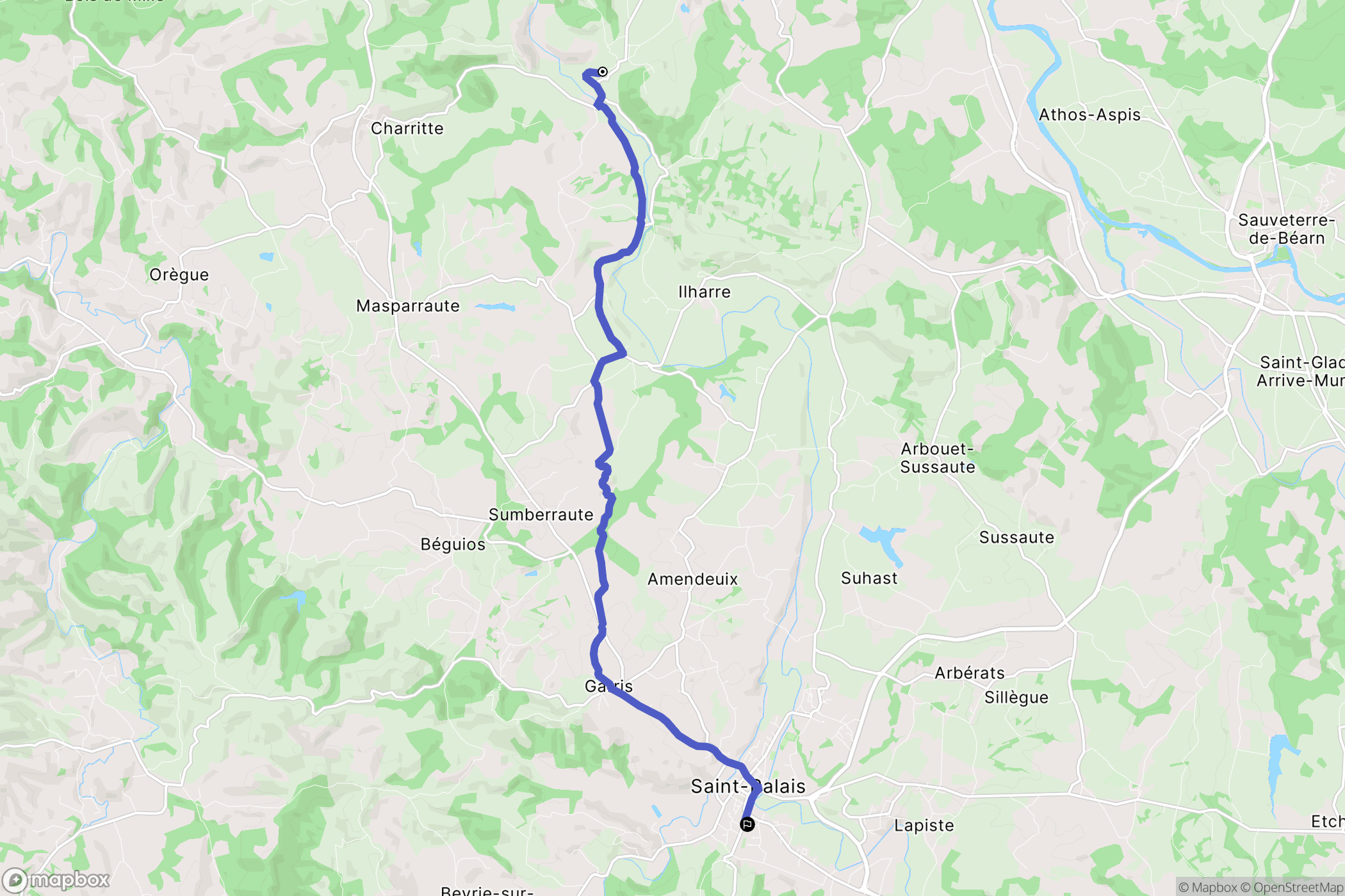 Bergouey-Viellenave : carte du parcours de randonnée - France